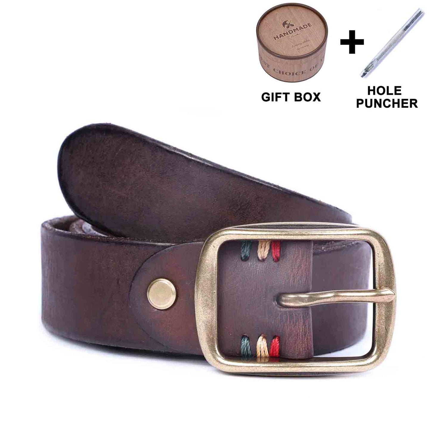 Vintage Men's Leather Belt | Thick Full Grain Leather | Handmade