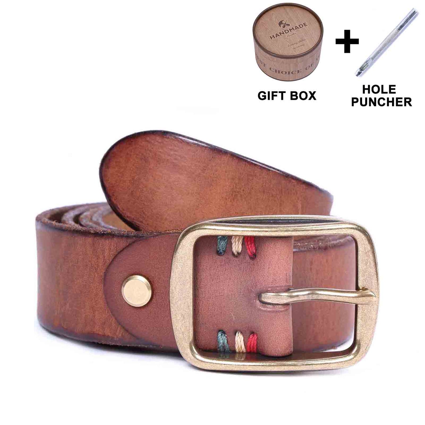 Vintage Men's Leather Belt | Thick Full Grain Leather | Handmade