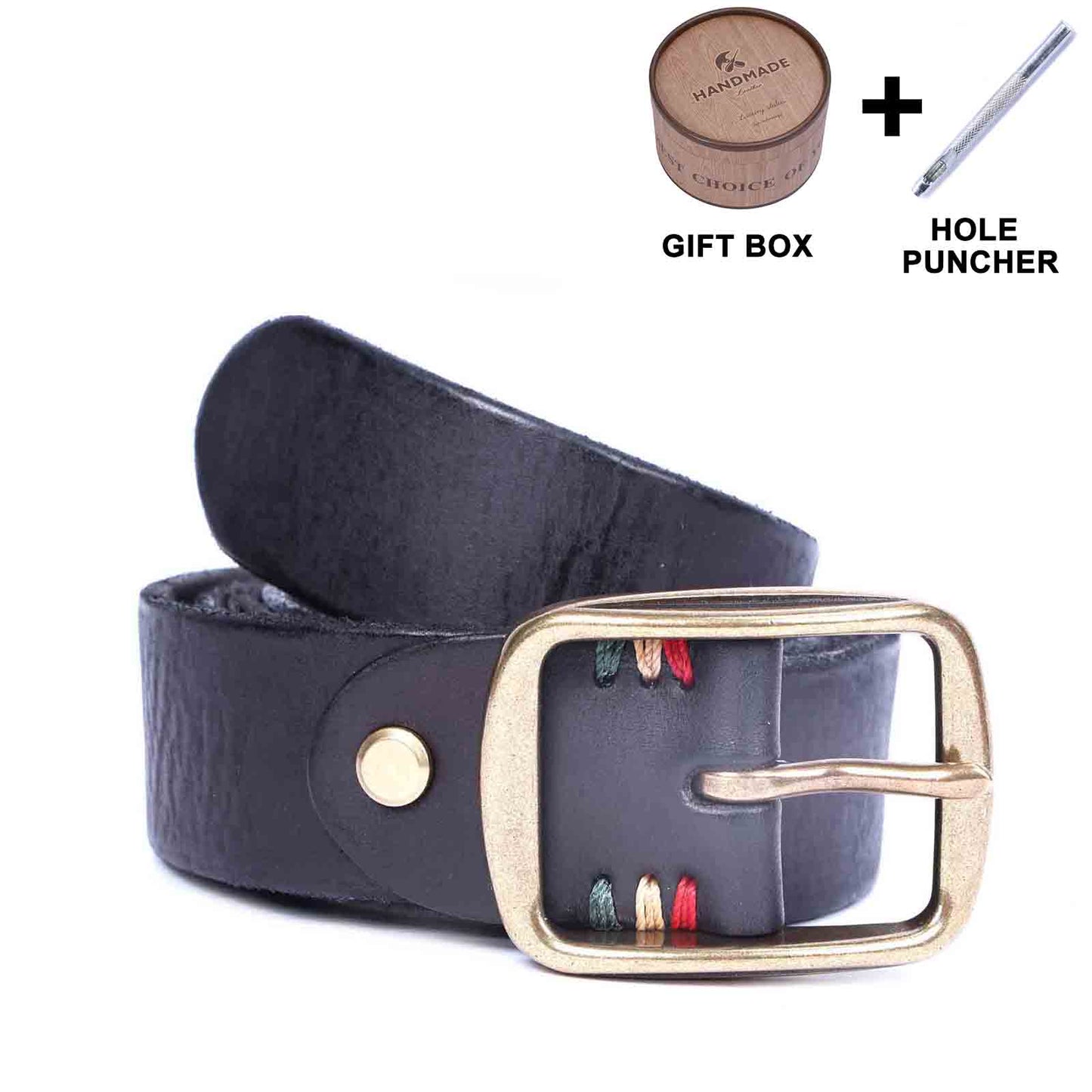 Vintage Men's Leather Belt | Thick Full Grain Leather | Handmade