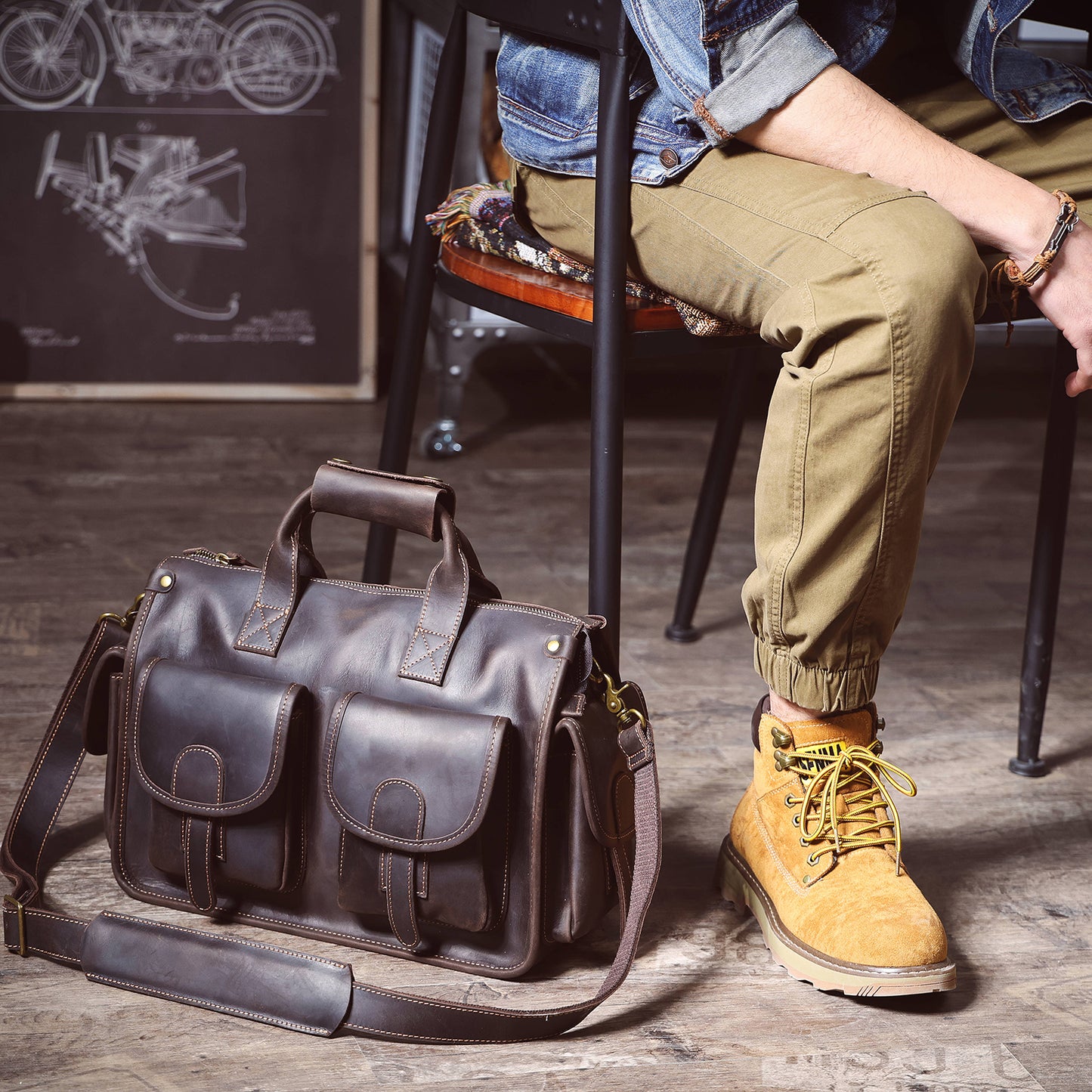 Vintage Genuine Leather Brifecase For Men