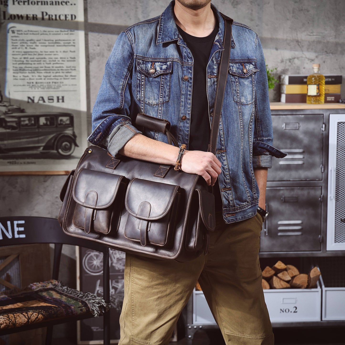 Vintage Genuine Leather Brifecase For Men