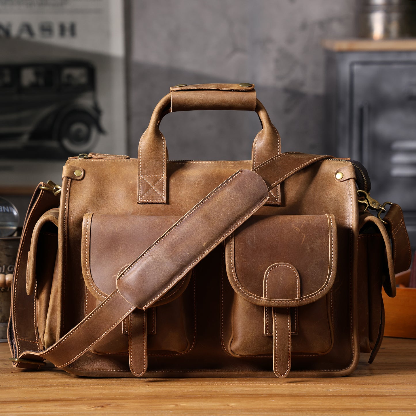Vintage Genuine Leather Brifecase For Men