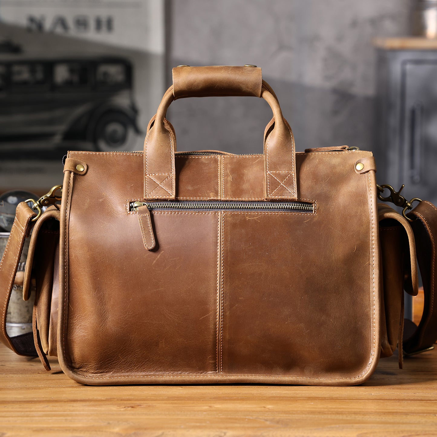 Vintage Genuine Leather Brifecase For Men