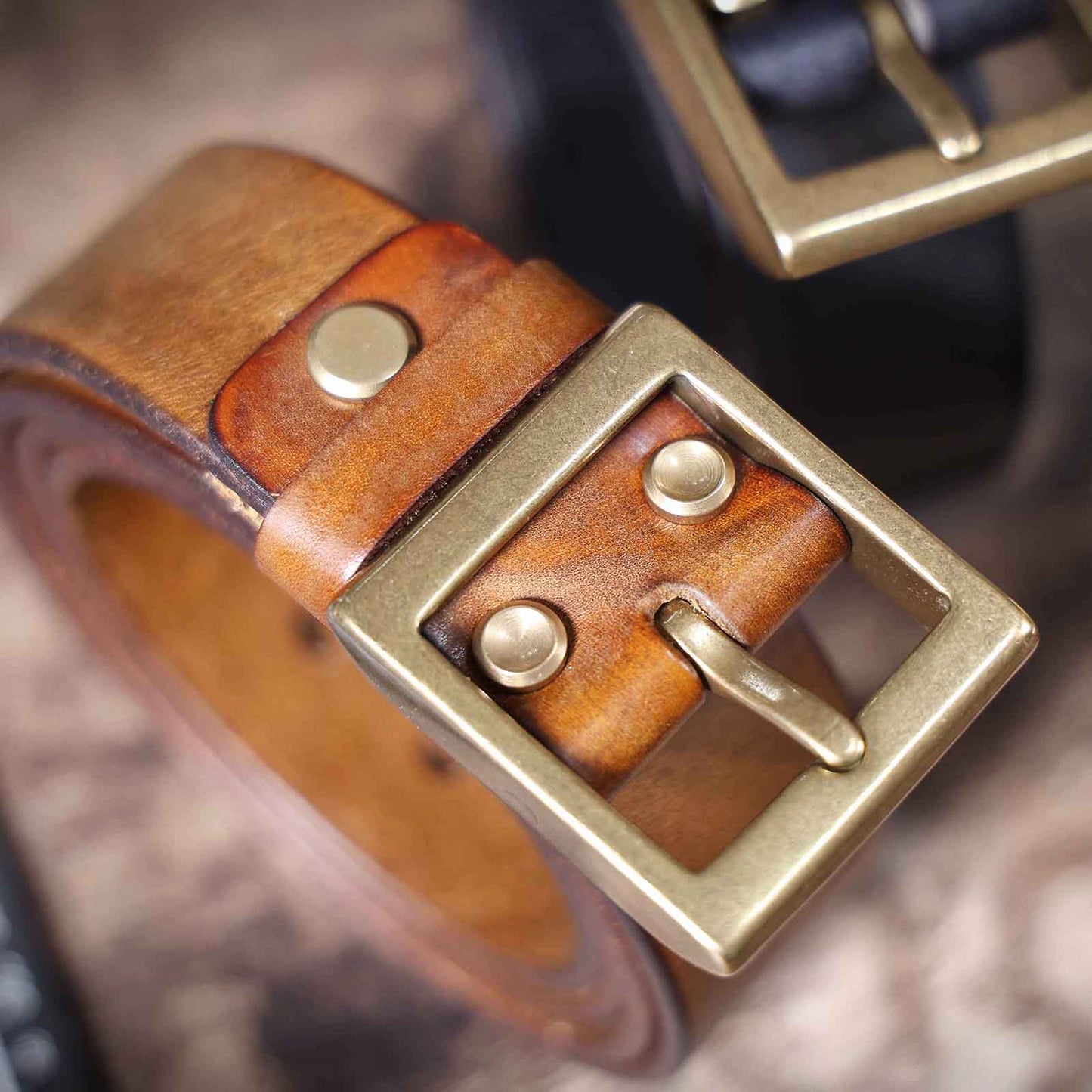 Genuine Leather Men's Belt | Thick Full Grain | Solid Brass Buckle