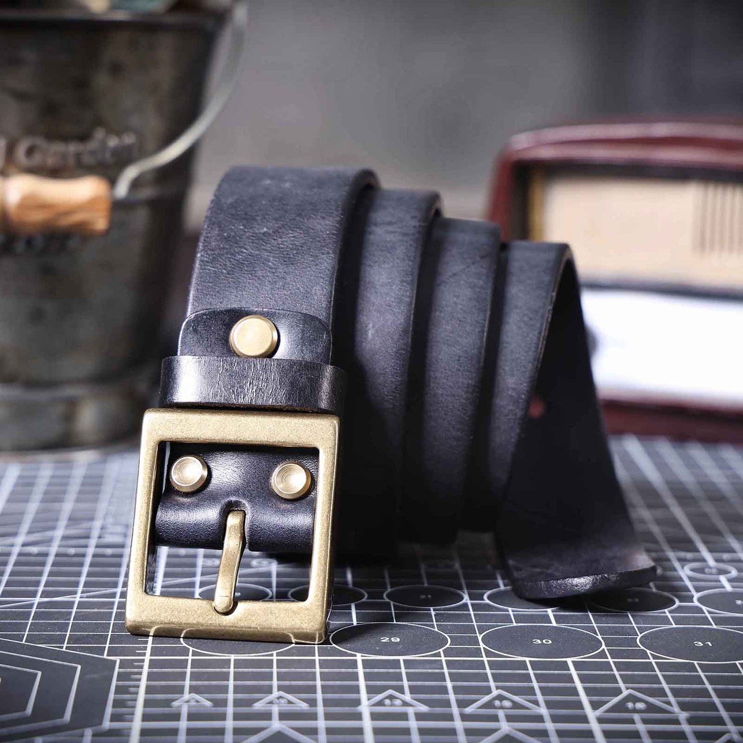 Genuine Leather Men's Belt | Thick Full Grain | Solid Brass Buckle
