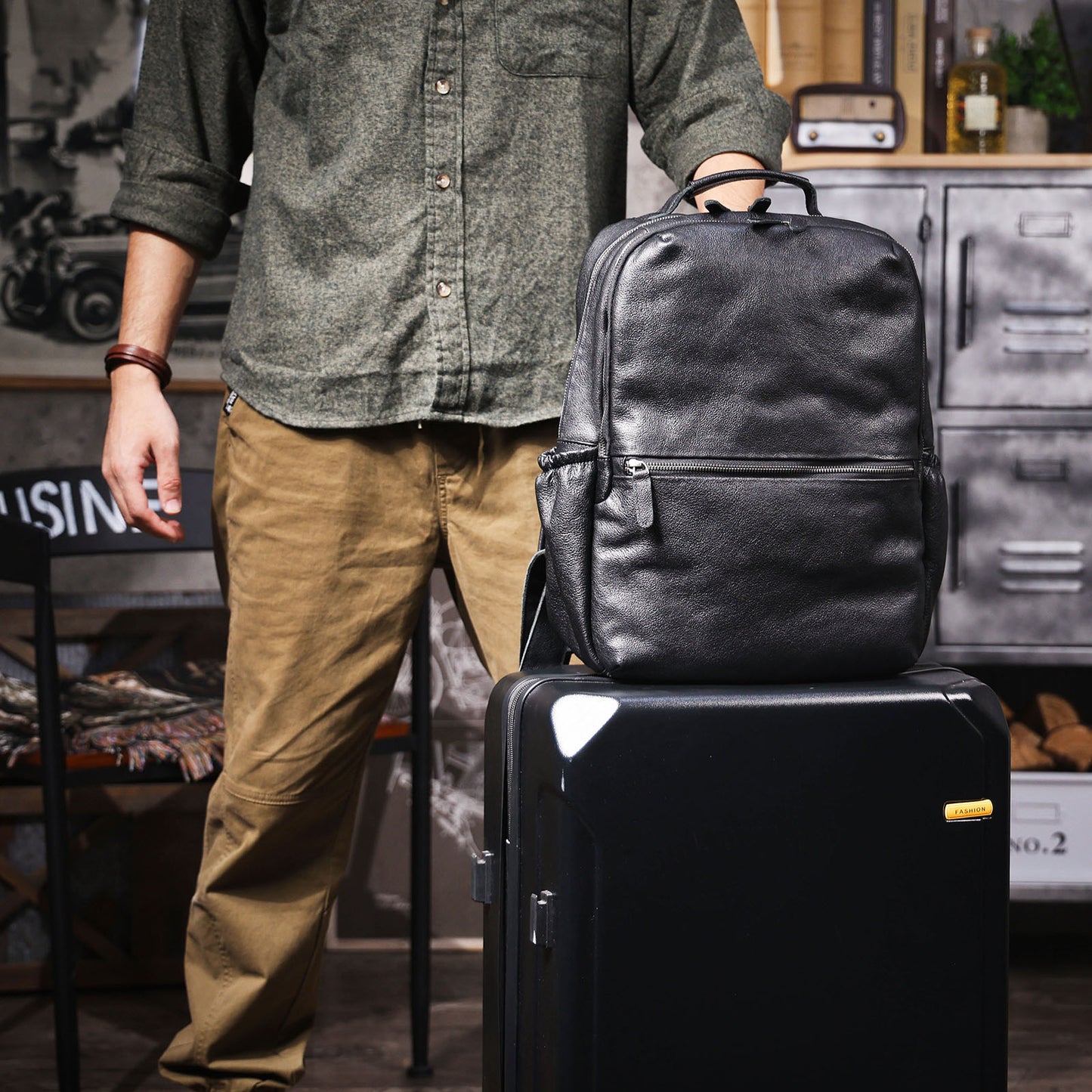 Men's Vintage Leather Backpack | Italian Full Grain Leather | Daypack