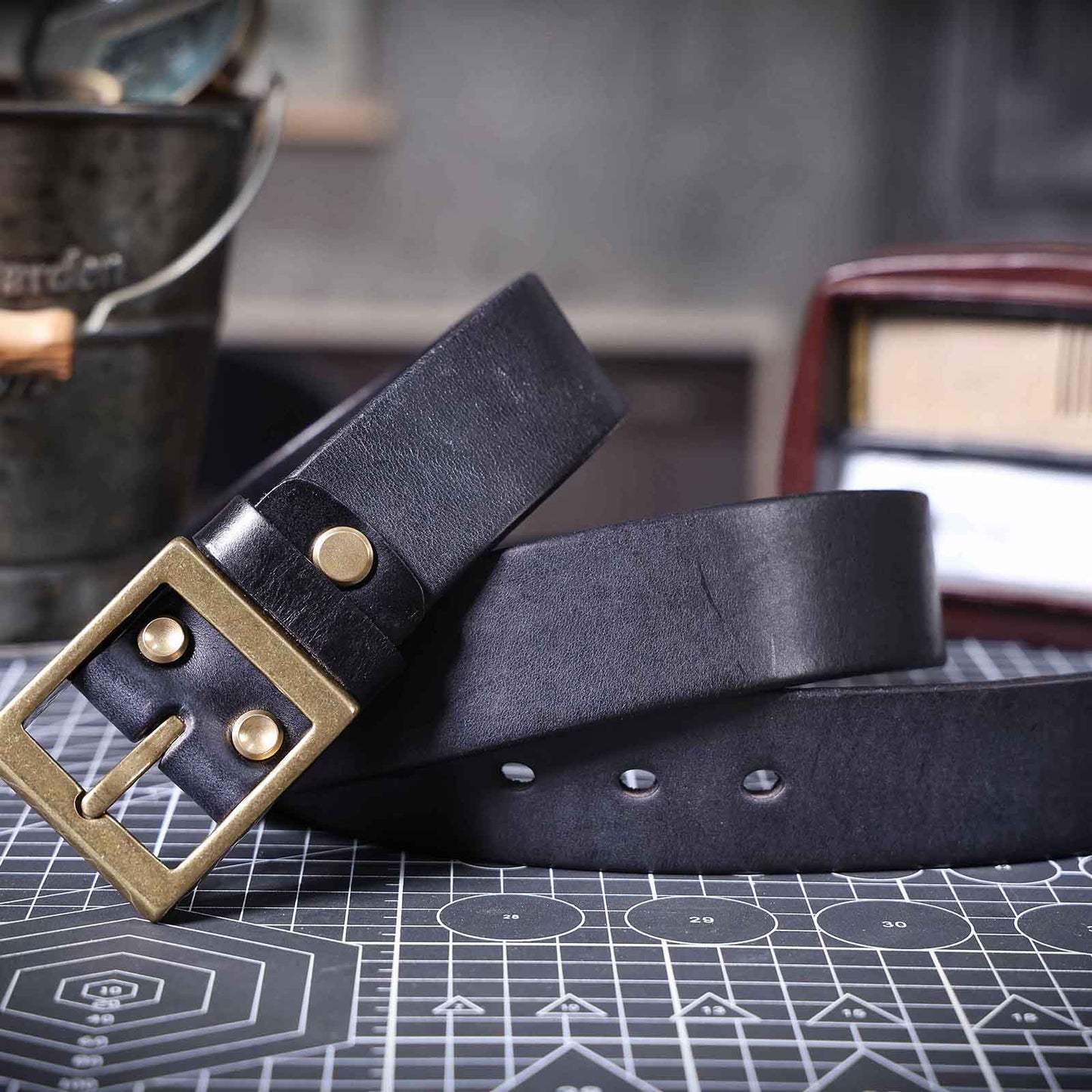 Genuine Leather Men's Belt | Thick Full Grain | Solid Brass Buckle