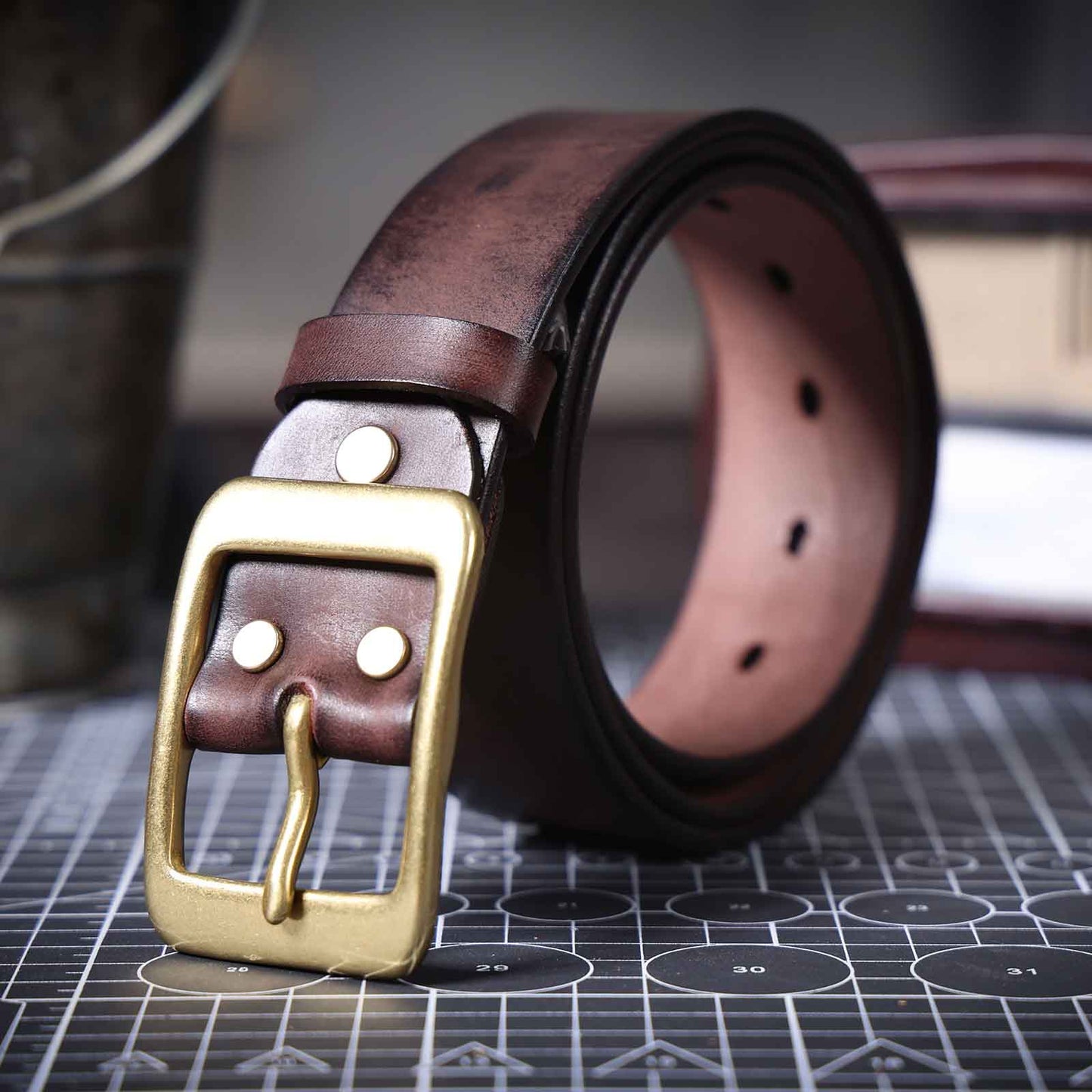 Vintage Leather Men's Belt | Genuine Full Grain | Solid Brass Buckle