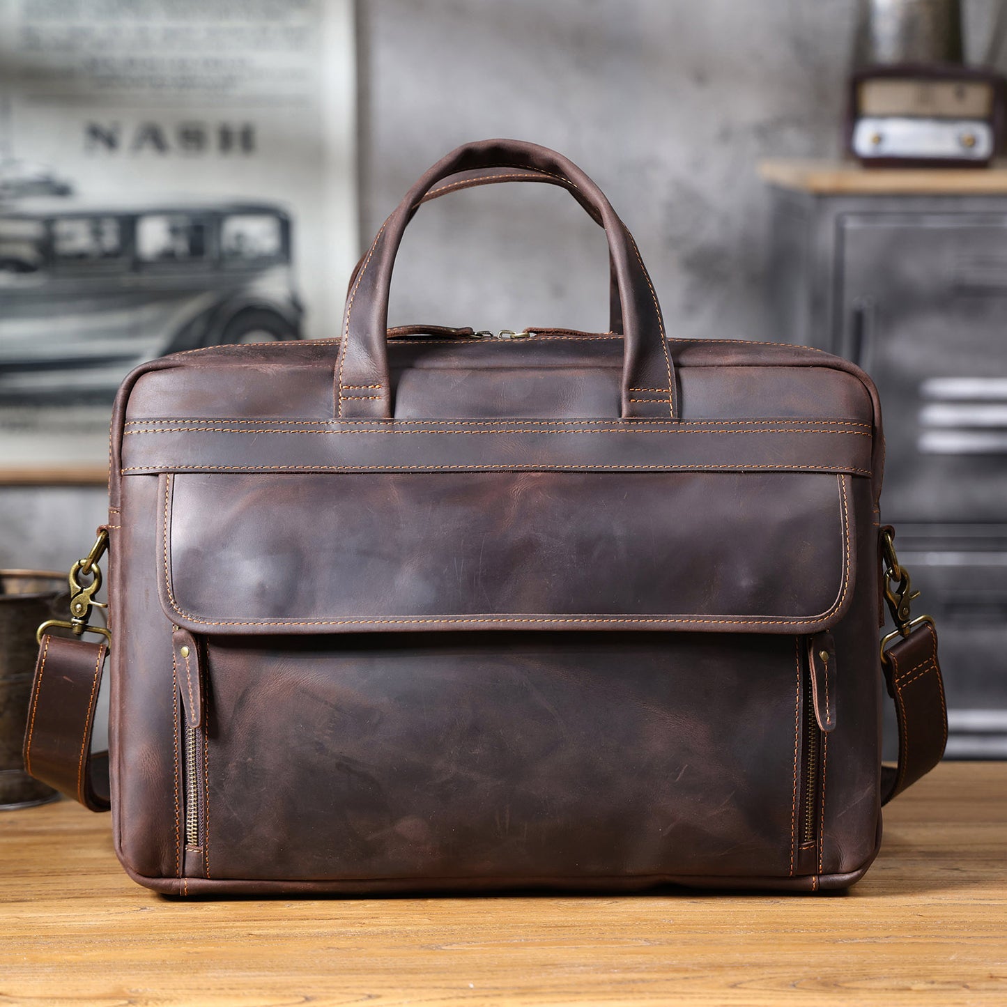 Vintage Genuine Leather Brifecase For Men