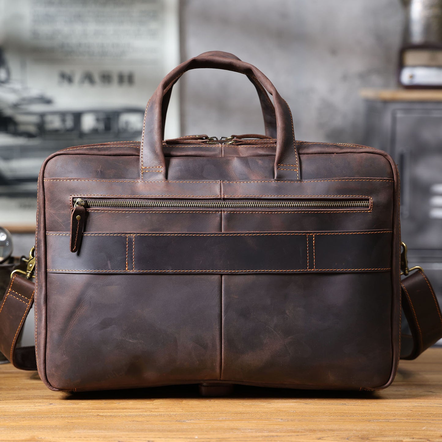 Vintage Genuine Leather Brifecase For Men