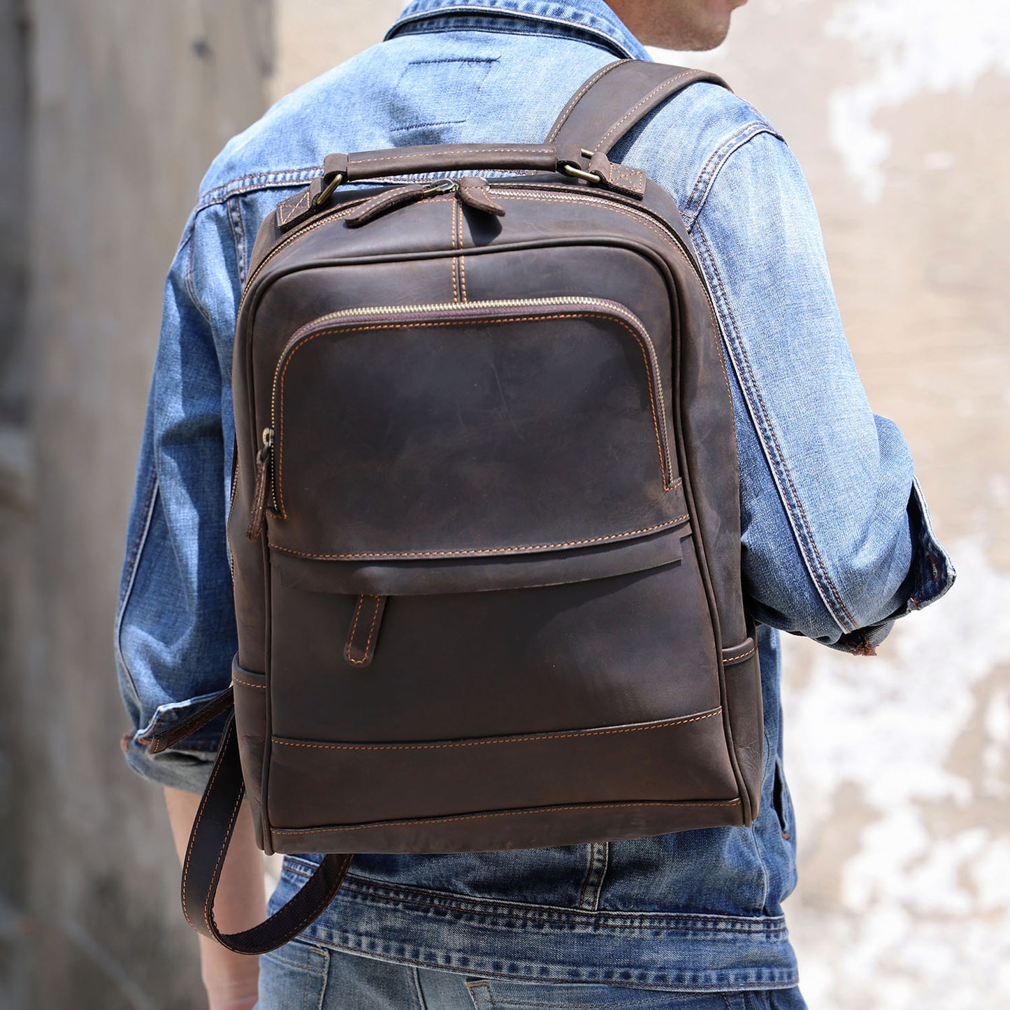 Men's Vintage Leather Backpack | Full Grain Leather | Laptop Daypack