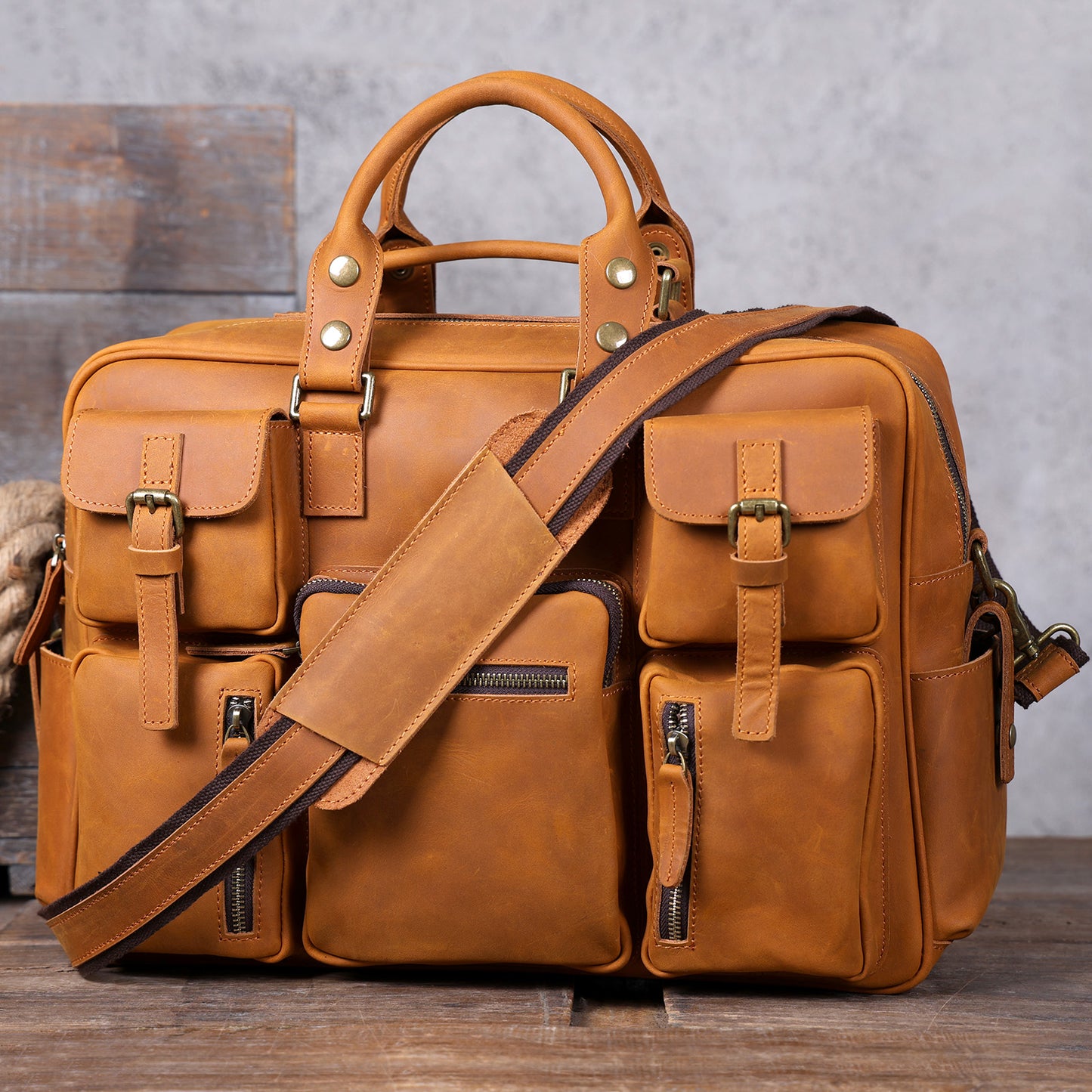Leather Brifecase For Men | Vintage Messenger Bag