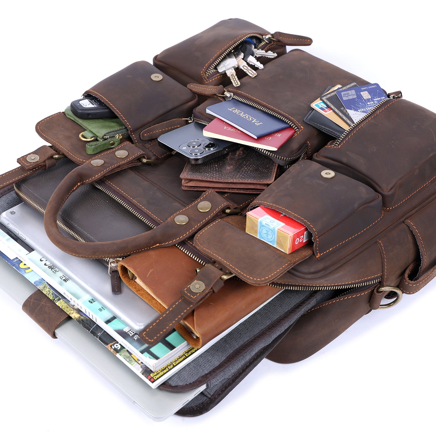 Leather Brifecase For Men | Vintage Messenger Bag