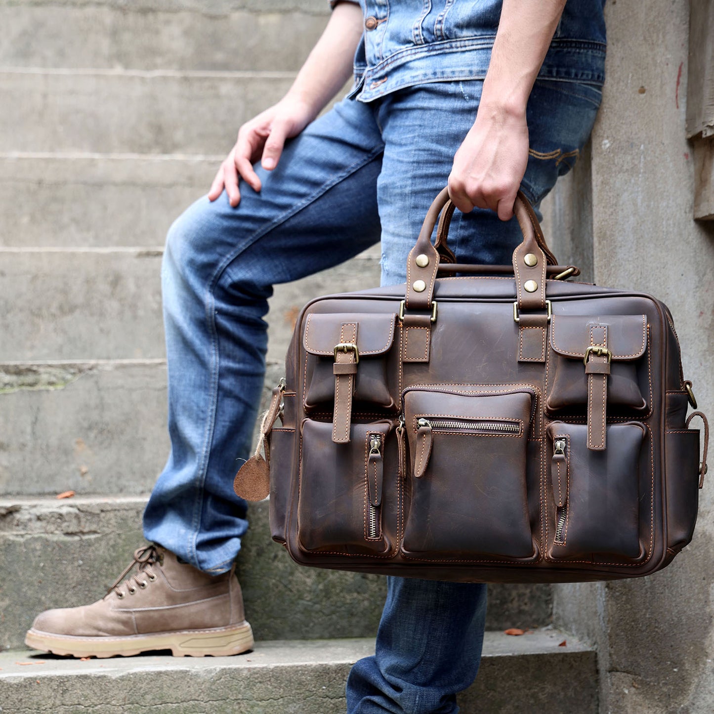 Leather Brifecase For Men | Vintage Messenger Bag