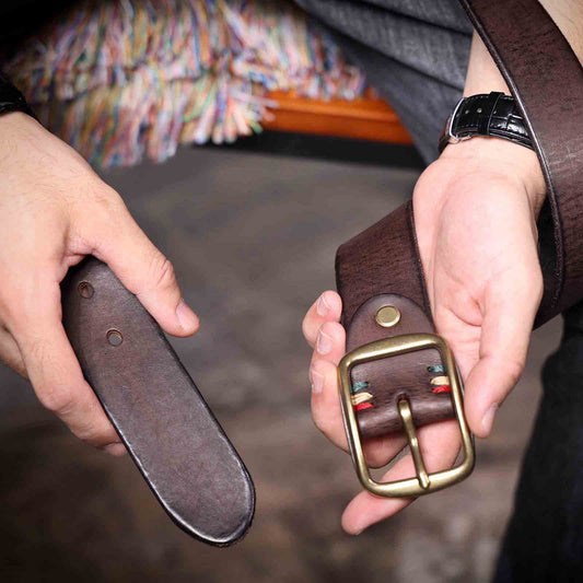 Vintage Men's Leather Belt | Thick Full Grain Leather | Handmade