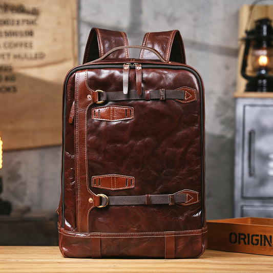 Premium Genuine Leather Backpack | Italian Full Grain Leather | Men's Daypack