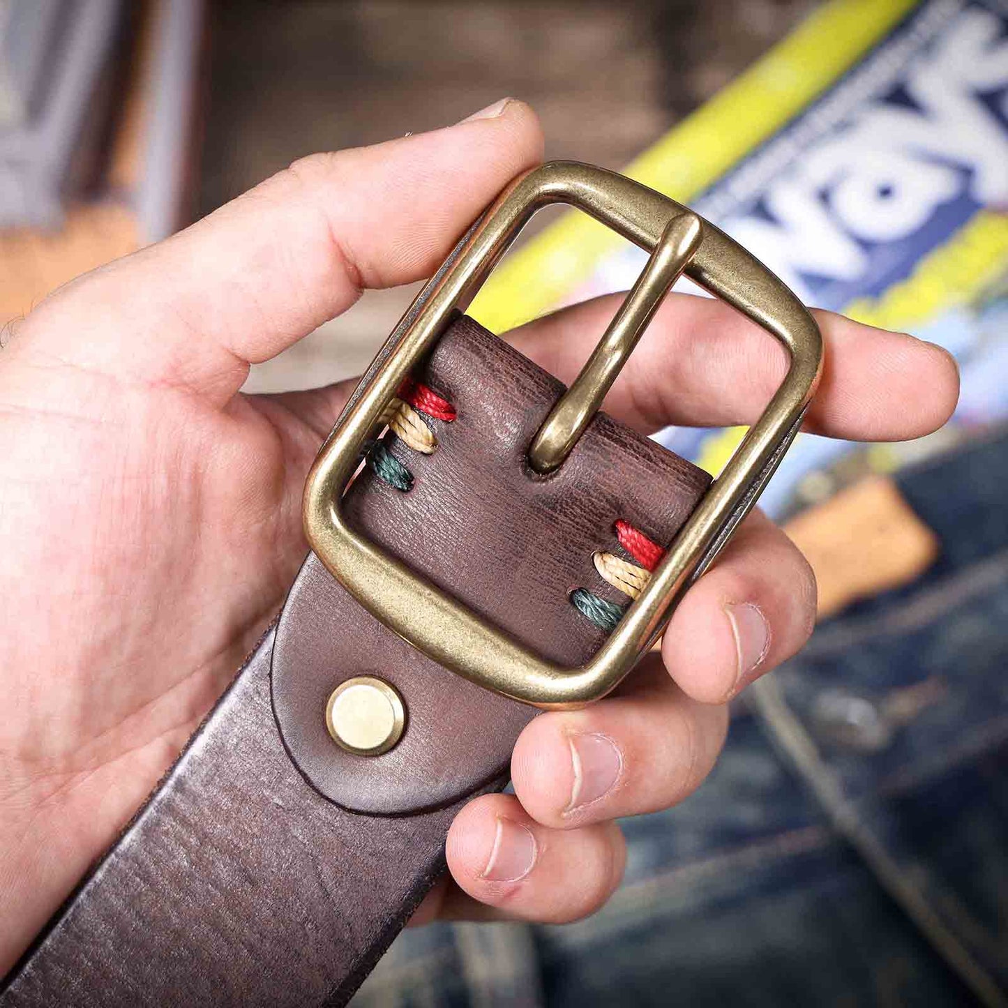 Vintage Men's Leather Belt | Thick Full Grain Leather | Handmade