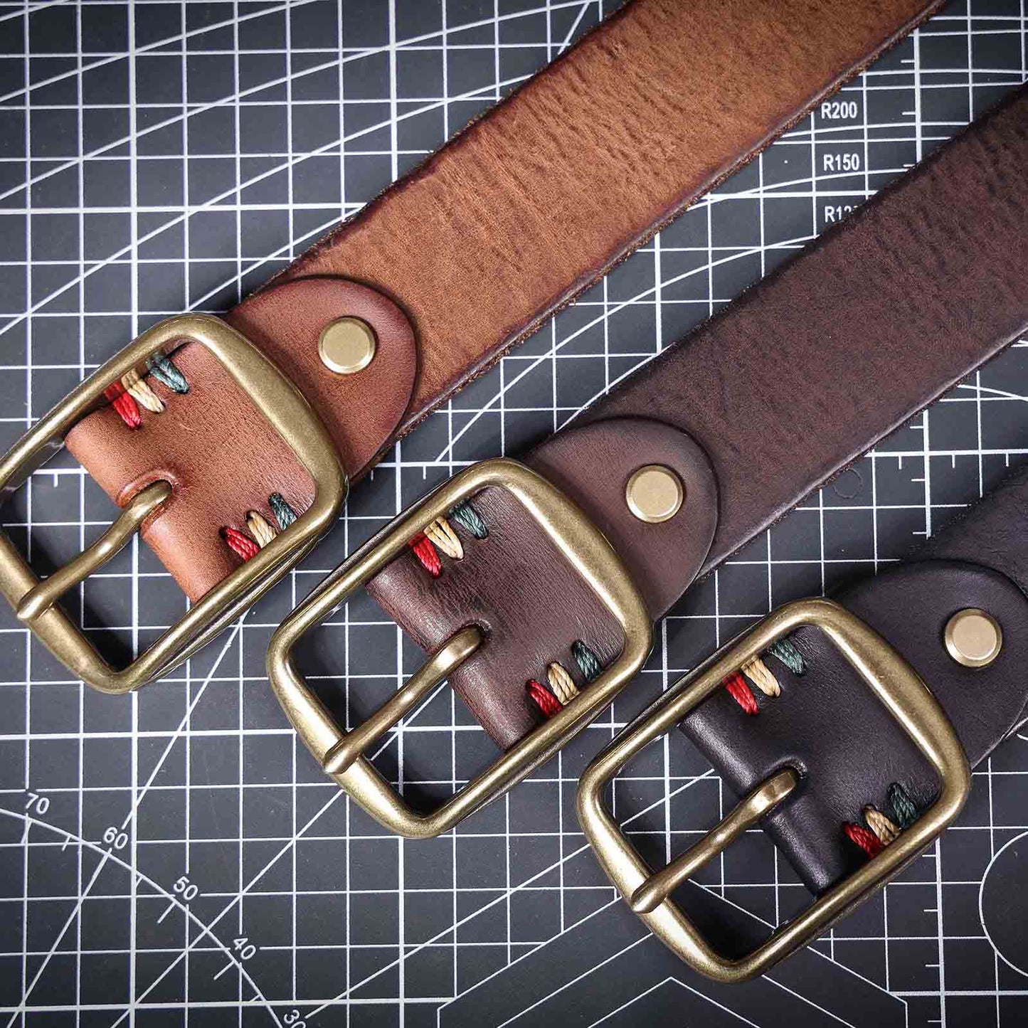 Vintage Men's Leather Belt | Thick Full Grain Leather | Handmade
