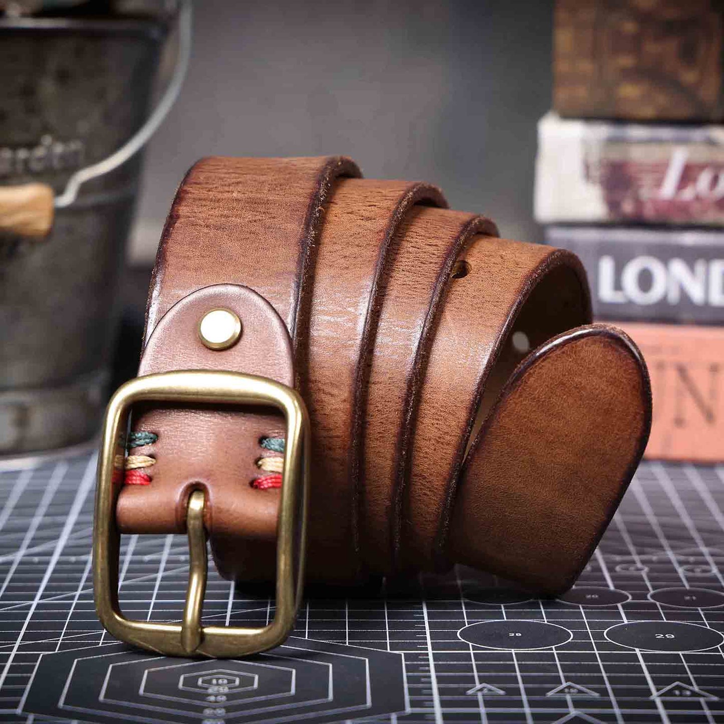 Vintage Men's Leather Belt | Thick Full Grain Leather | Handmade