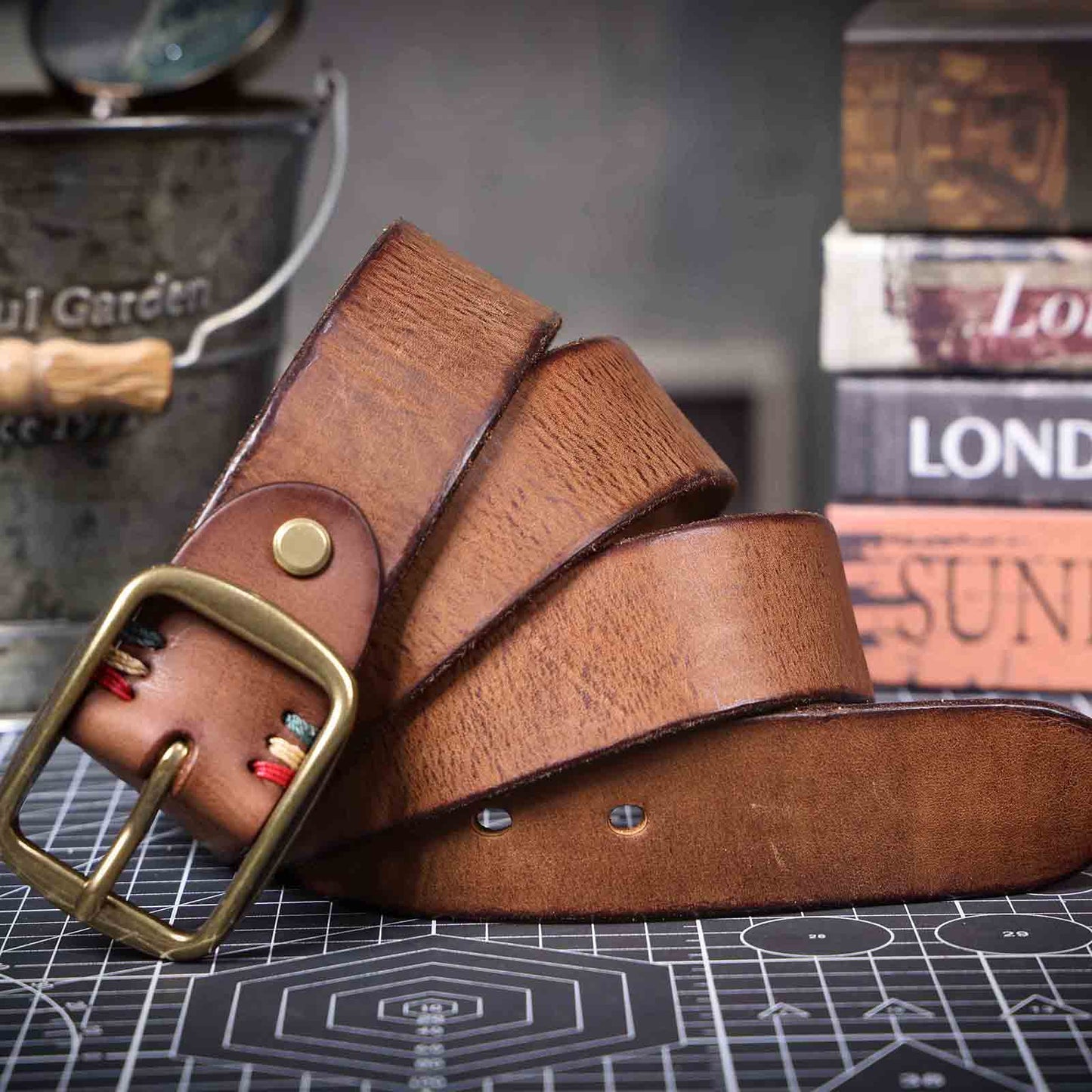 Vintage Men's Leather Belt | Thick Full Grain Leather | Handmade