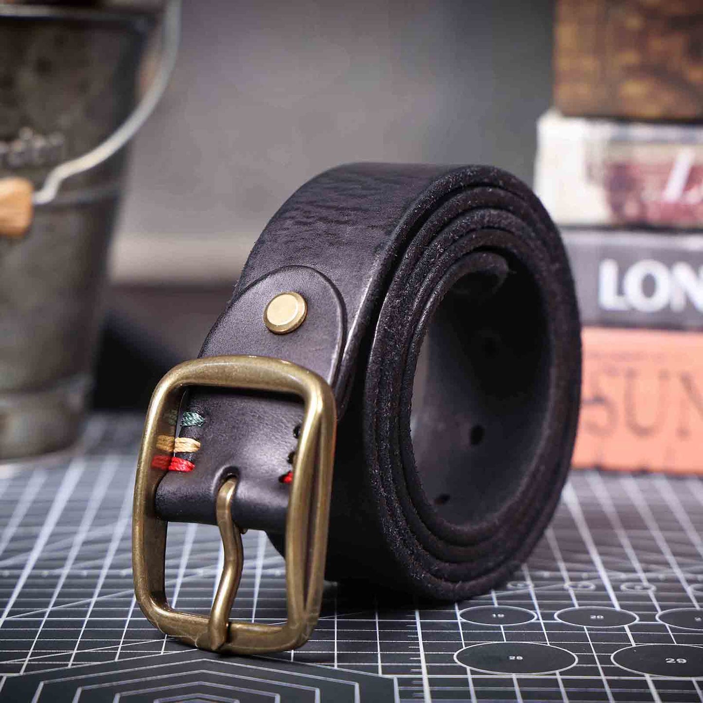 Vintage Men's Leather Belt | Thick Full Grain Leather | Handmade