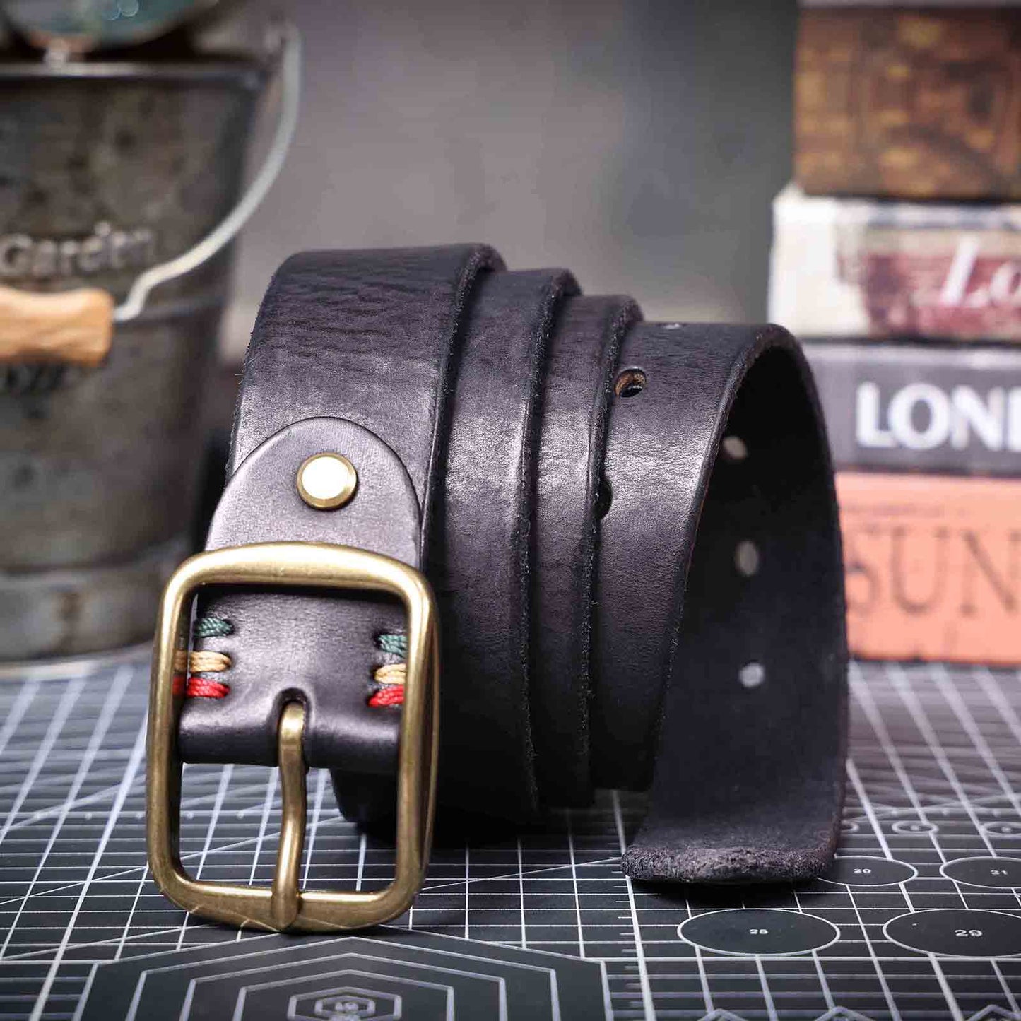 Vintage Men's Leather Belt | Thick Full Grain Leather | Handmade