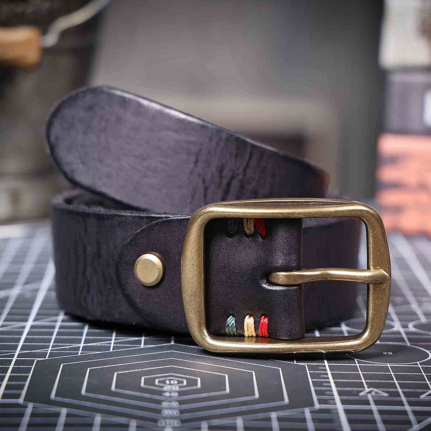 Vintage Men's Leather Belt | Thick Full Grain Leather | Handmade
