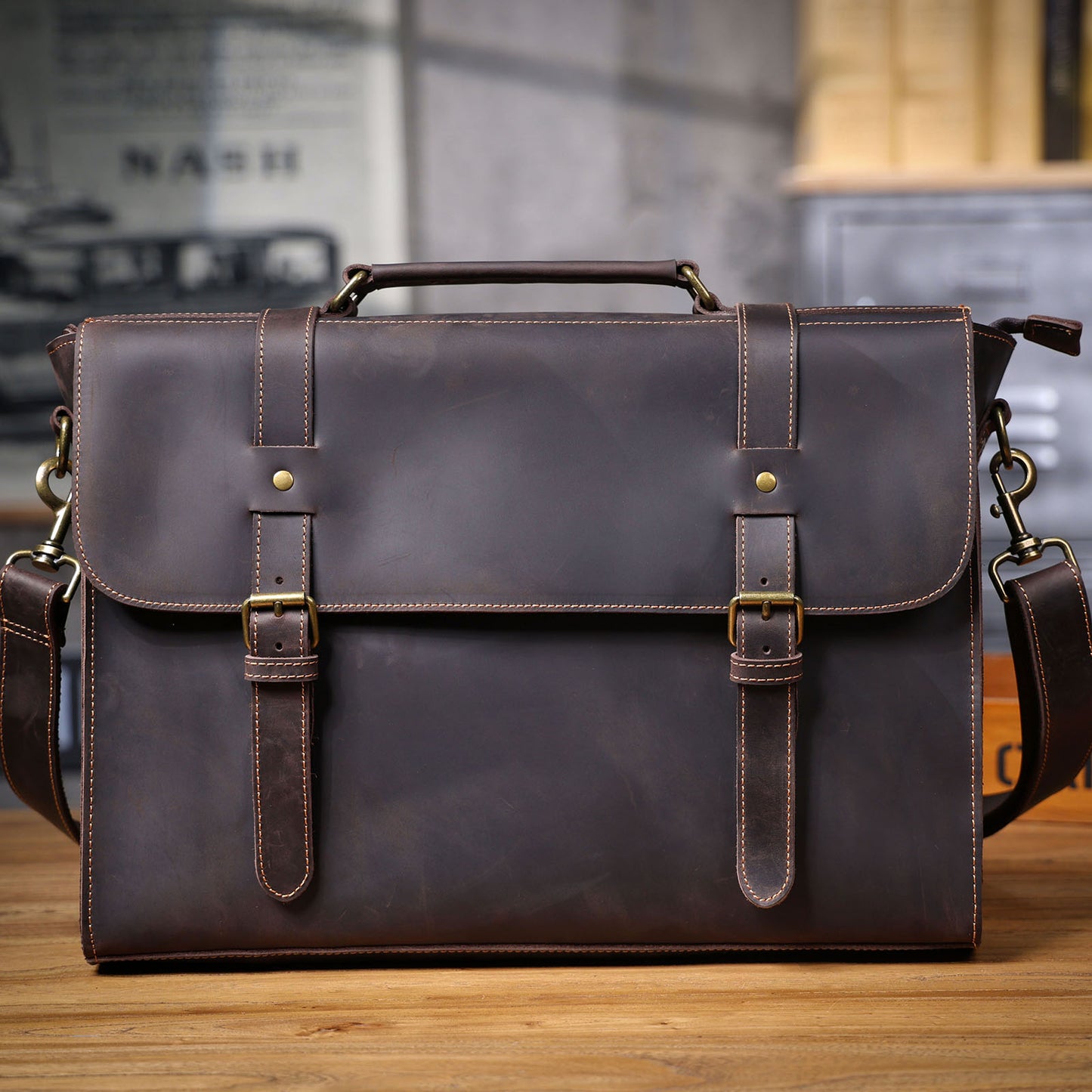 Vintage Genuine Leather Brifecase For Men