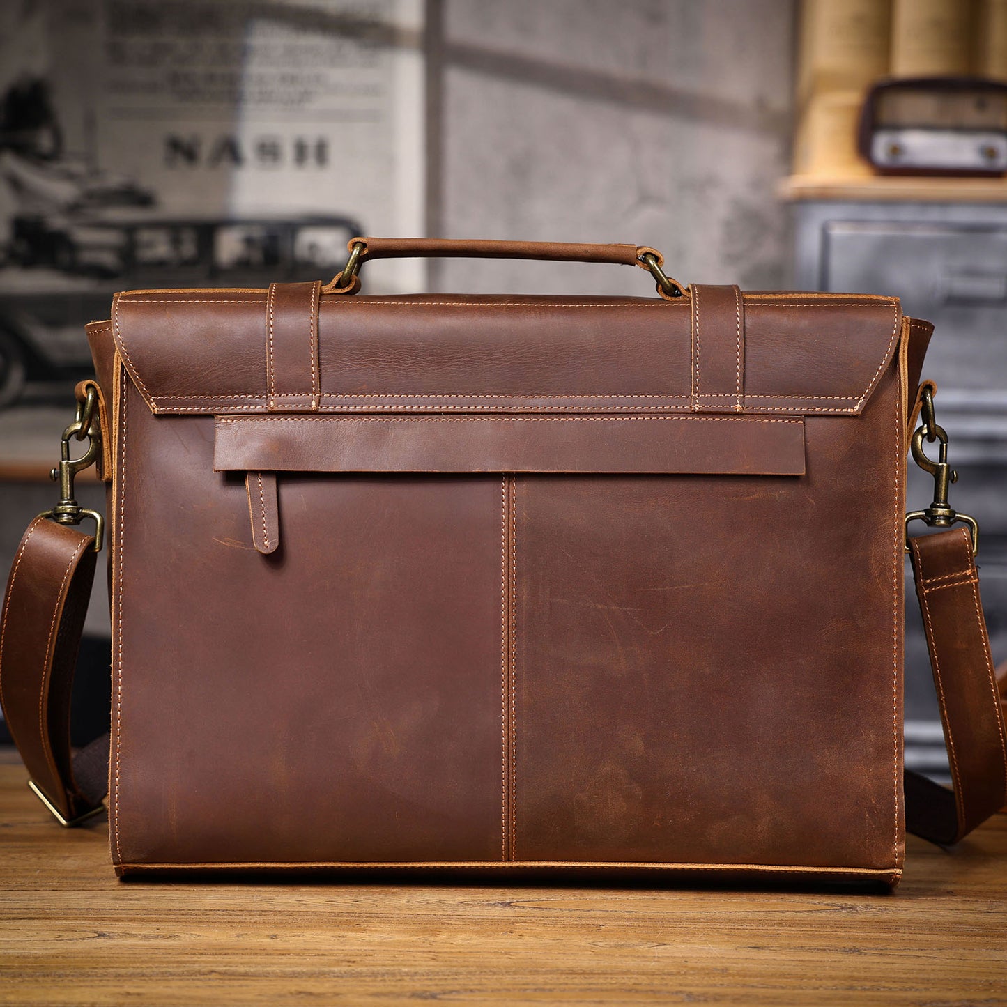 Vintage Genuine Leather Brifecase For Men