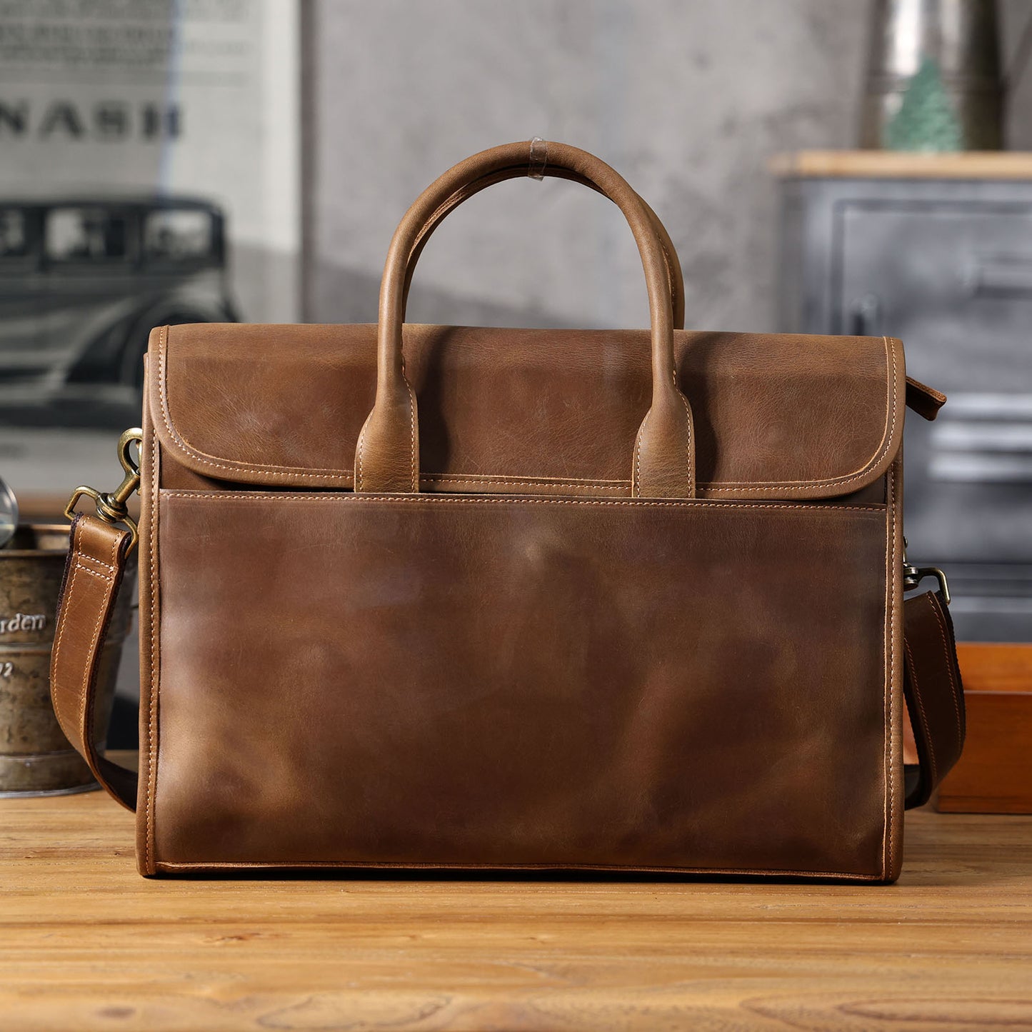 Vintage Genuine Leather Brifecase For Men