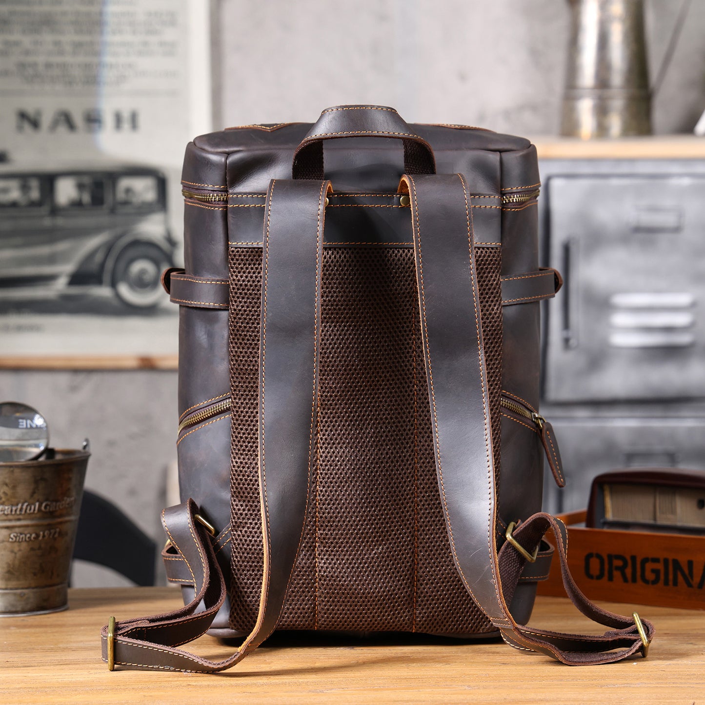 Men's Genuine Leather Backpack | Vintage Full Grain | Handmade
