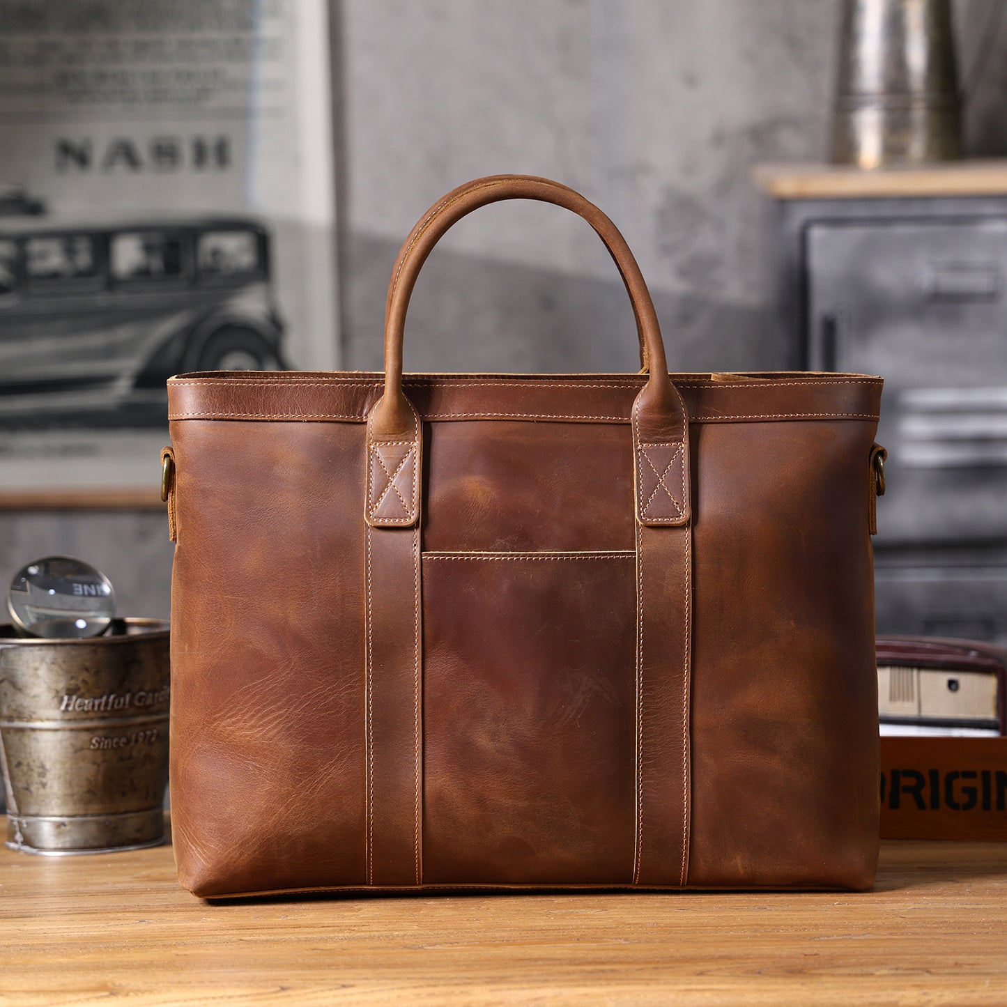 Vintage Genuine Leather Brifecase For Men