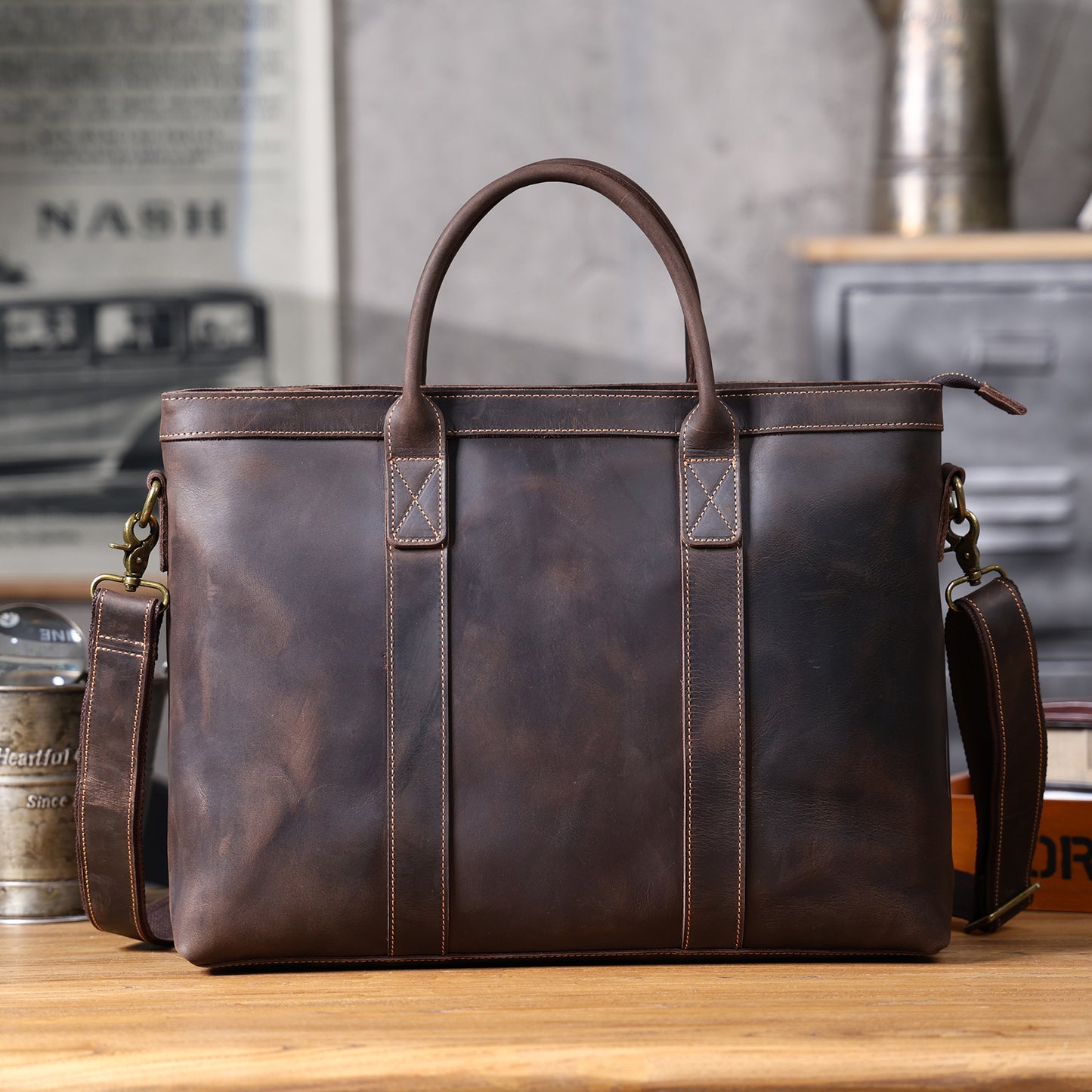 Vintage Genuine Leather Brifecase For Men
