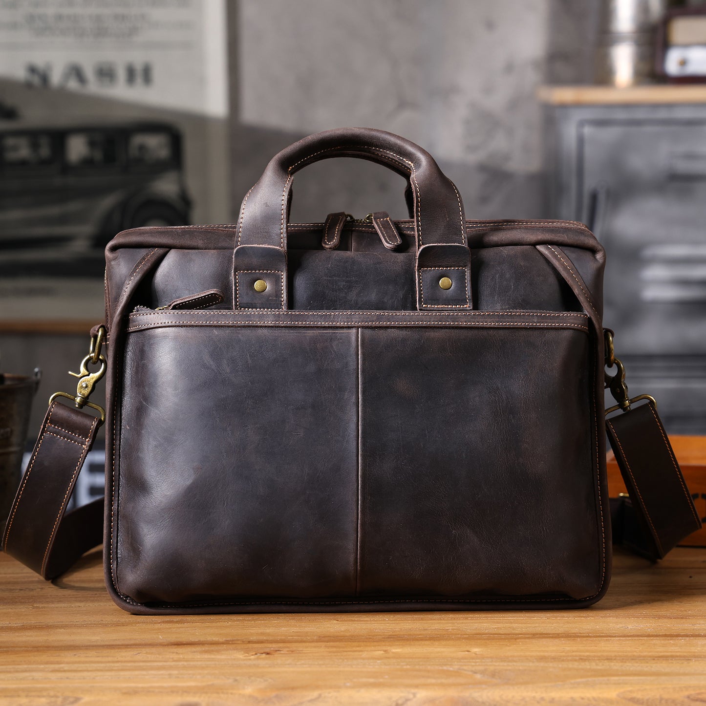 Vintage Genuine Leather Brifecase For Men