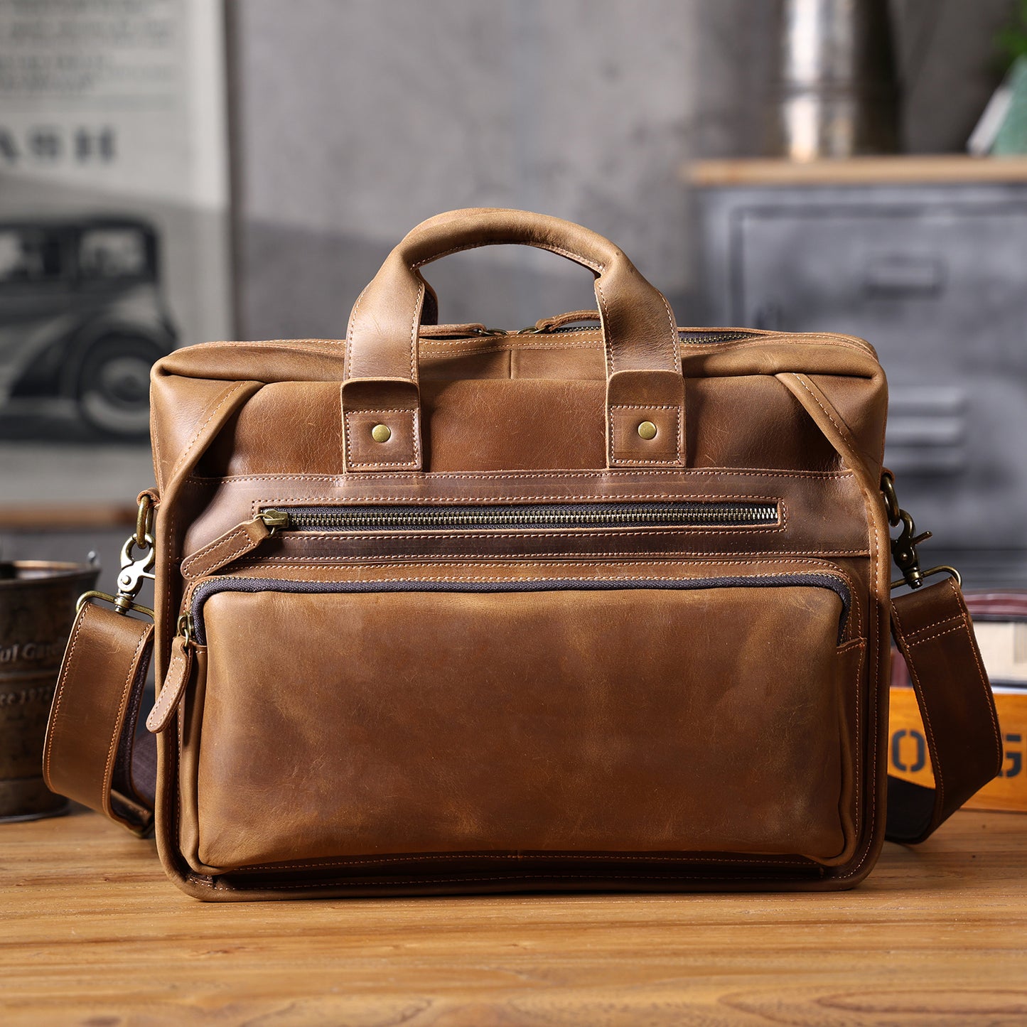 Vintage Genuine Leather Brifecase For Men