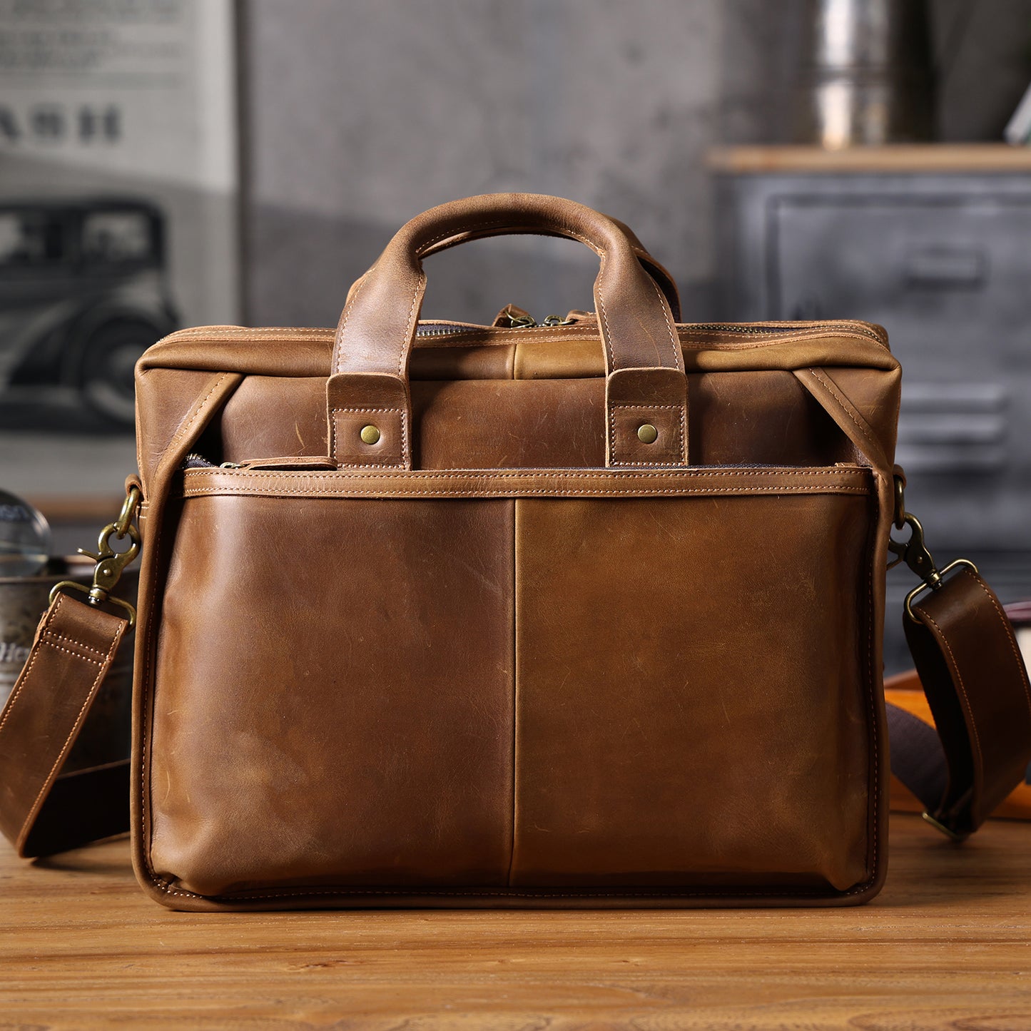 Vintage Genuine Leather Brifecase For Men