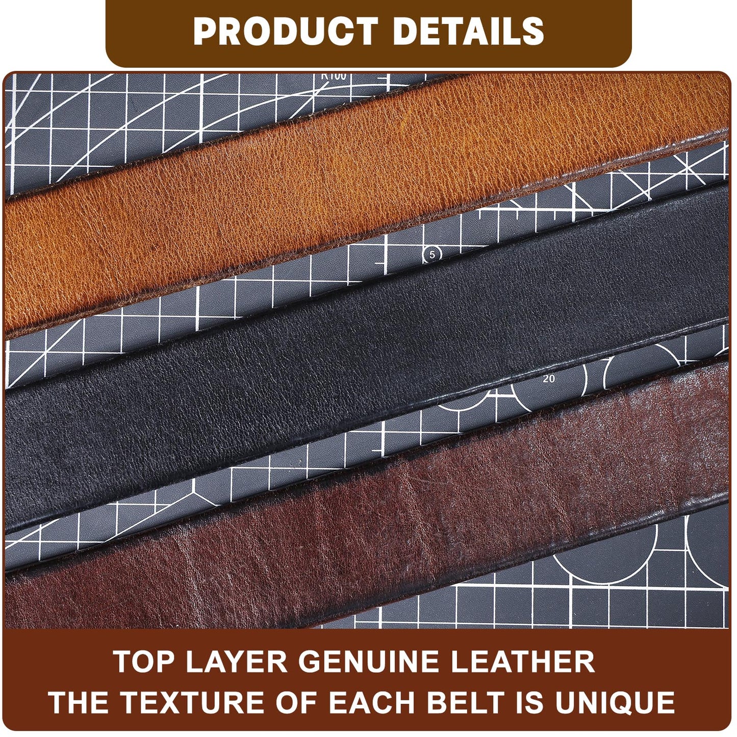 Vintage Genuine Leather Men's Belt |Thick Full Grain | With Solid Brass Buckle | WIECZNE Leather