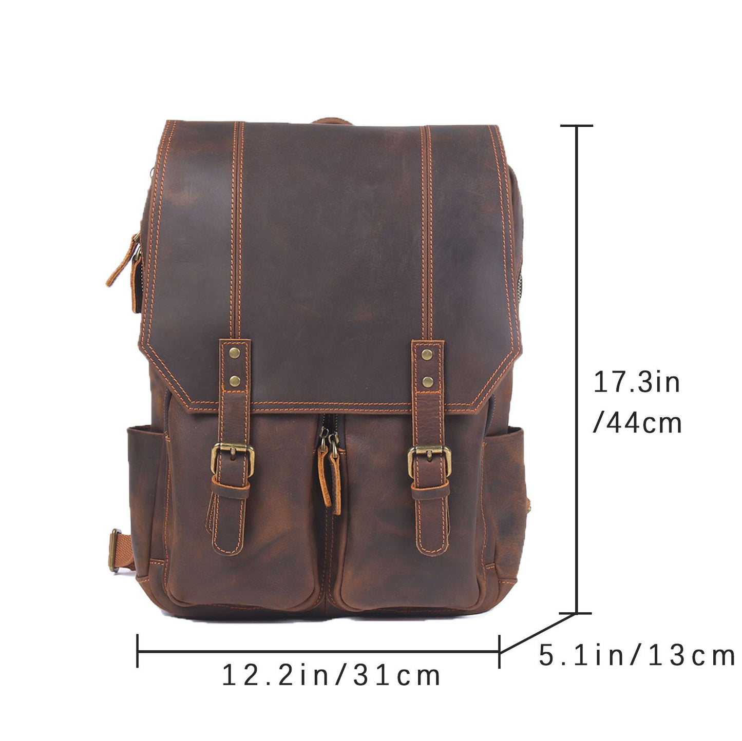 Men's Vintage Leather Backpack | Full Grain Leather | Large Capacity
