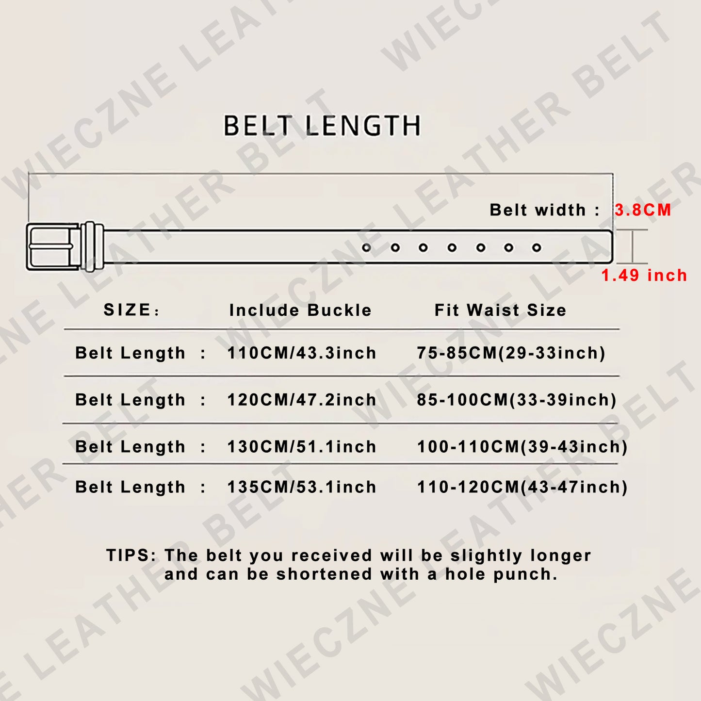 Genuine Leather Men's Belt | Original Thick Full Grain | Solid Brass Buckle