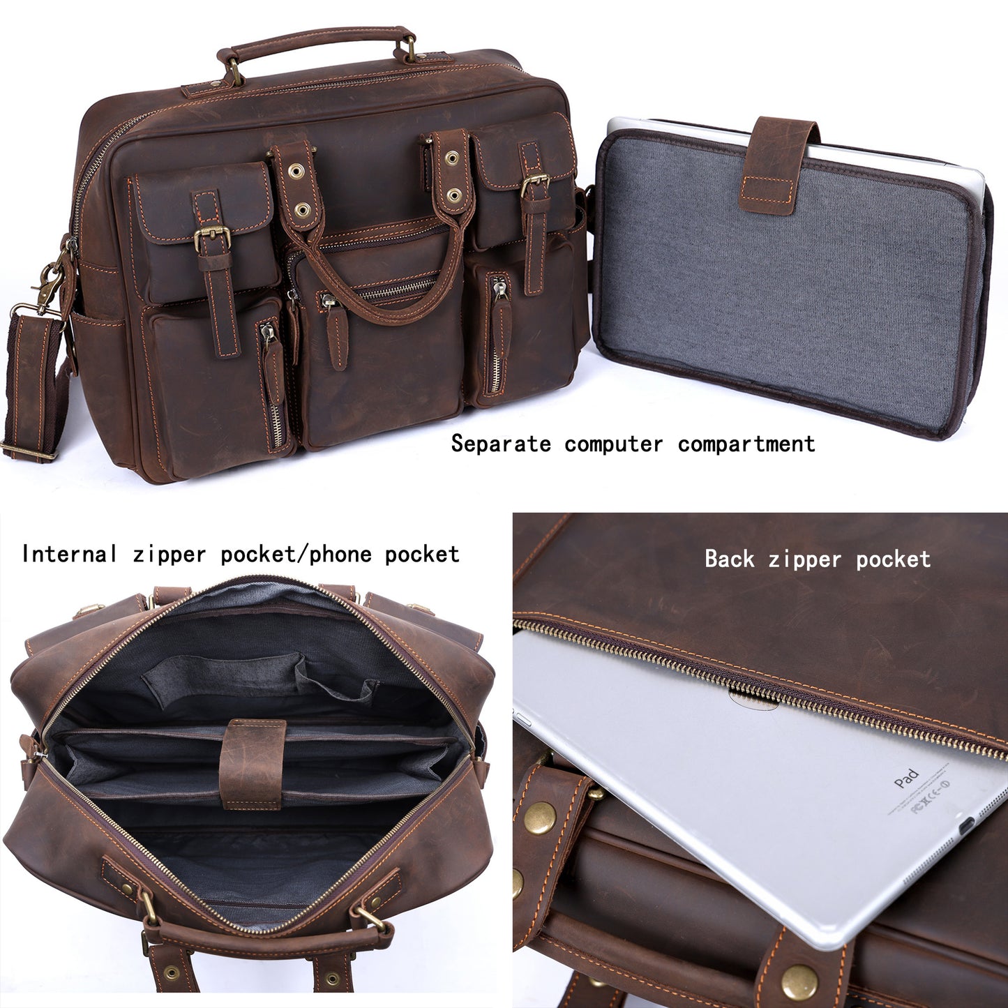 Leather Brifecase For Men | Vintage Messenger Bag