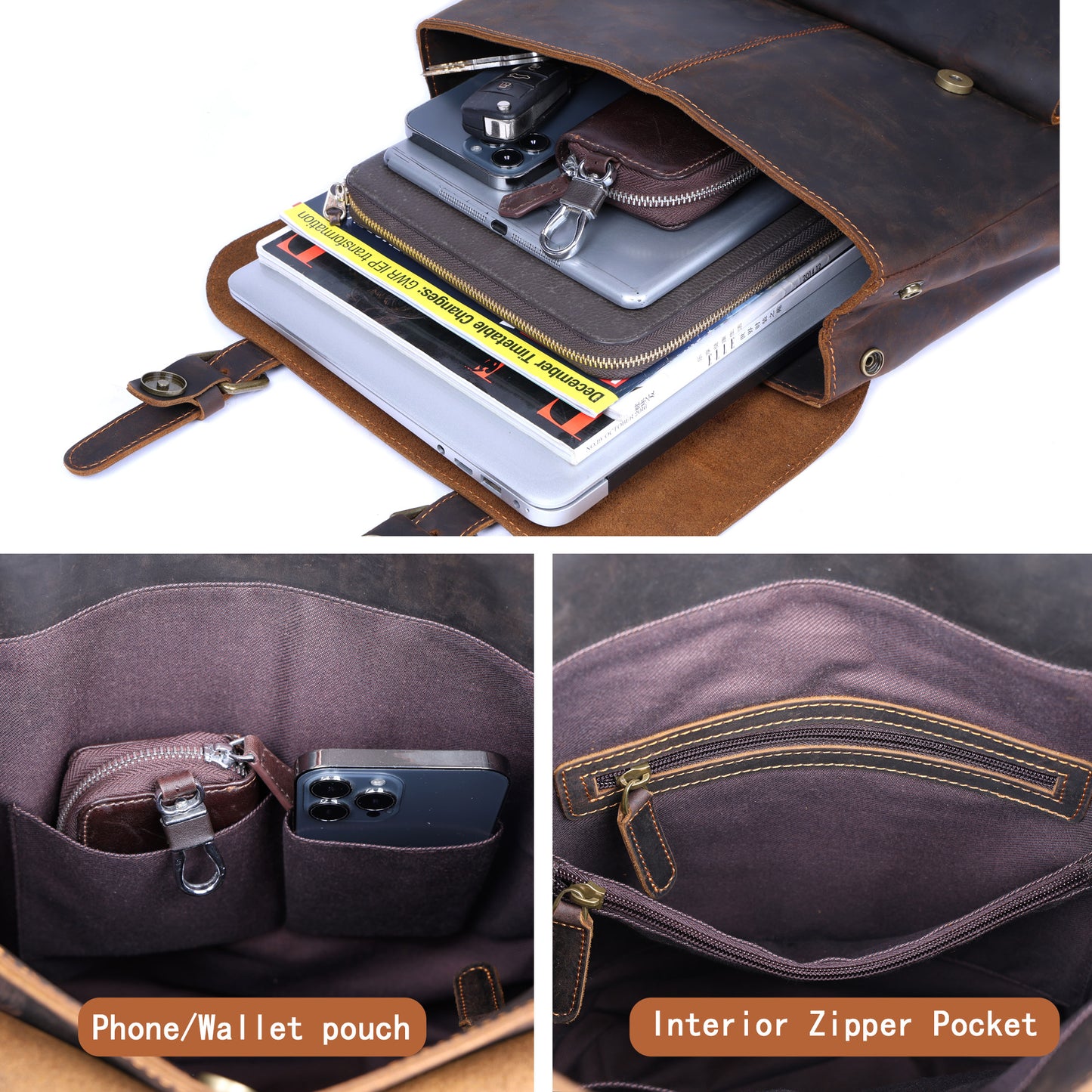 Men's Vintage Leather Backpack | Full Grain Leather | Laptop Daypack