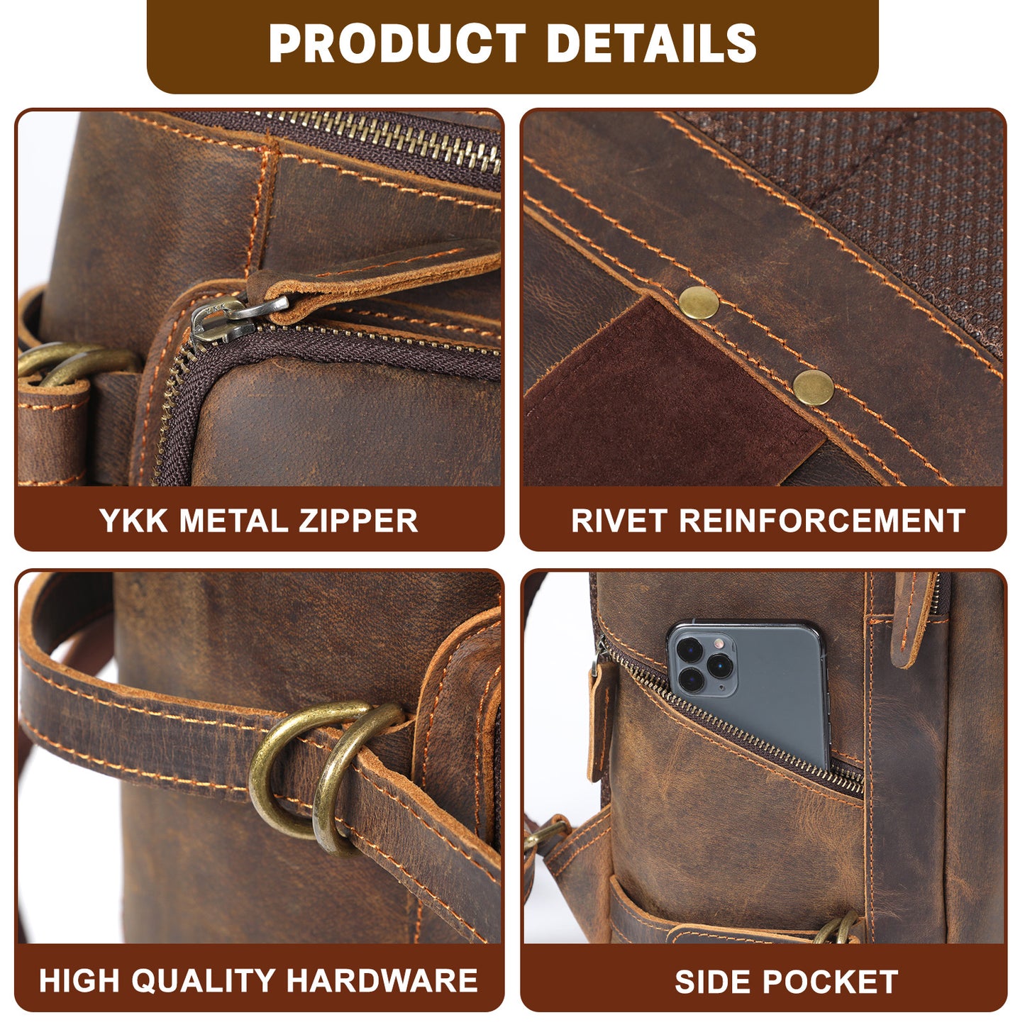 Men's Genuine Leather Backpack | Vintage Full Grain | Handmade