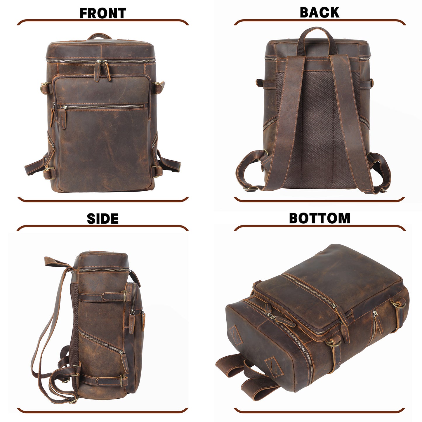 Men's Genuine Leather Backpack | Vintage Full Grain | Handmade