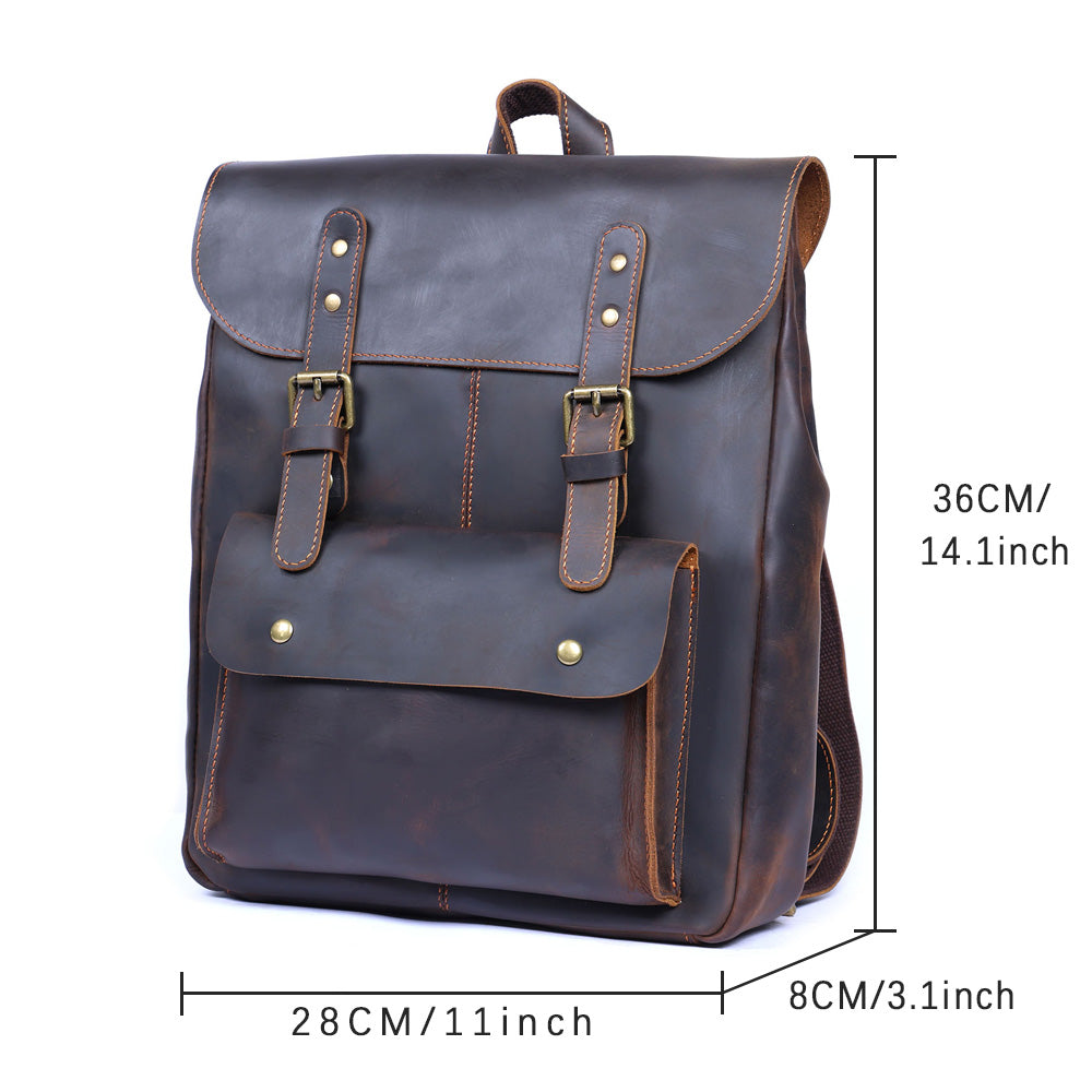 Men's Vintage Leather Backpack | Full Grain Leather | Laptop Daypack