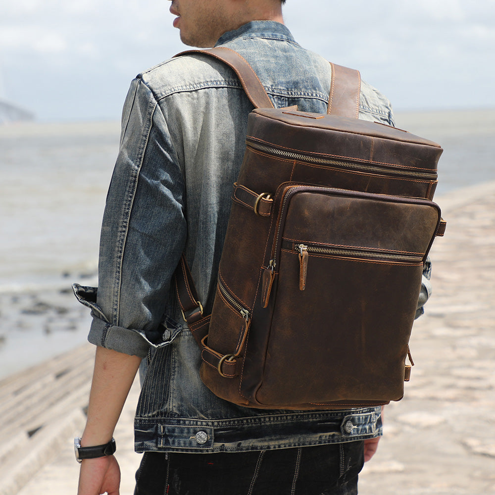 Men's Genuine Leather Backpack | Vintage Full Grain | Handmade