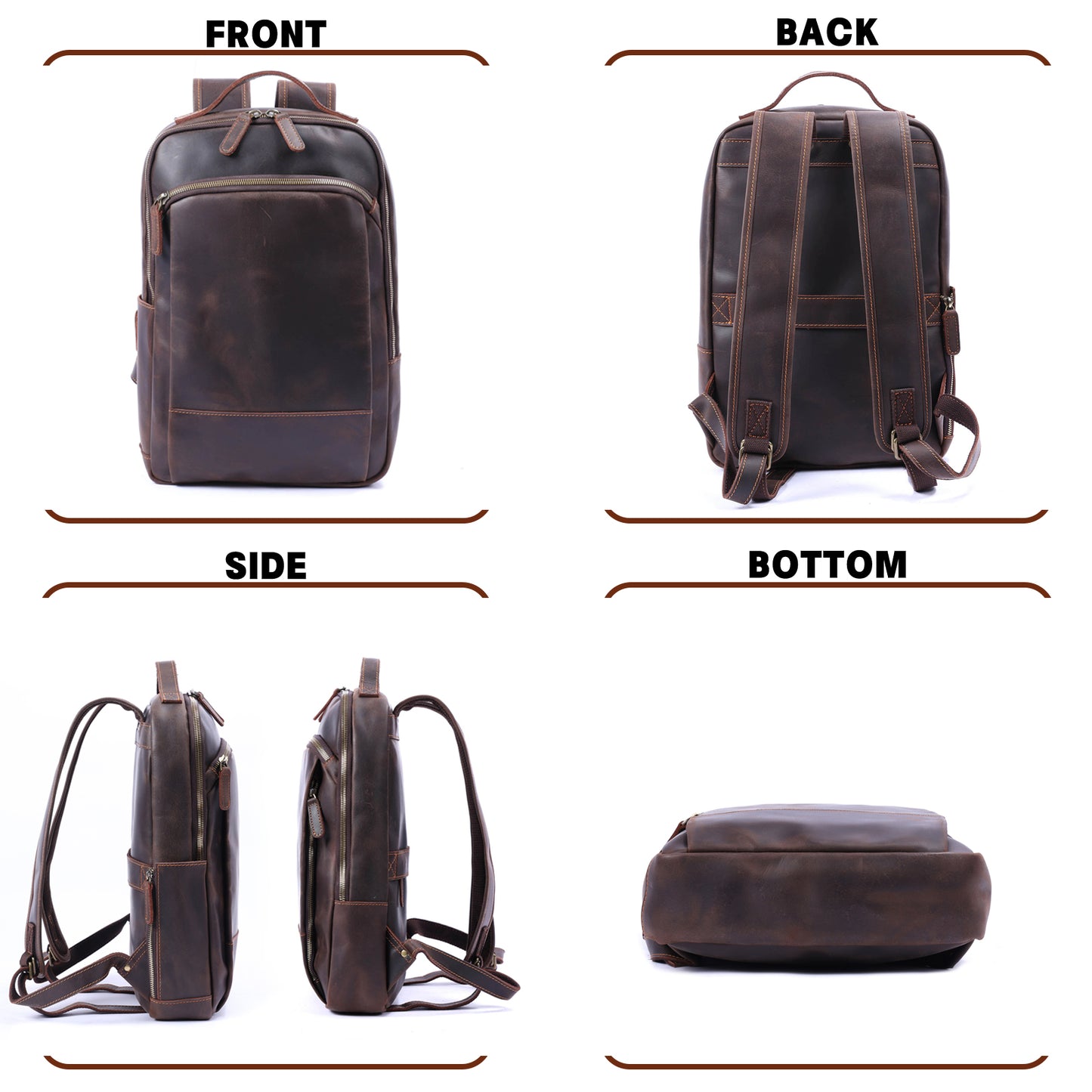 Genuine Leather Backpack For Men | Full Grain Leather | Handcrafted Daypack