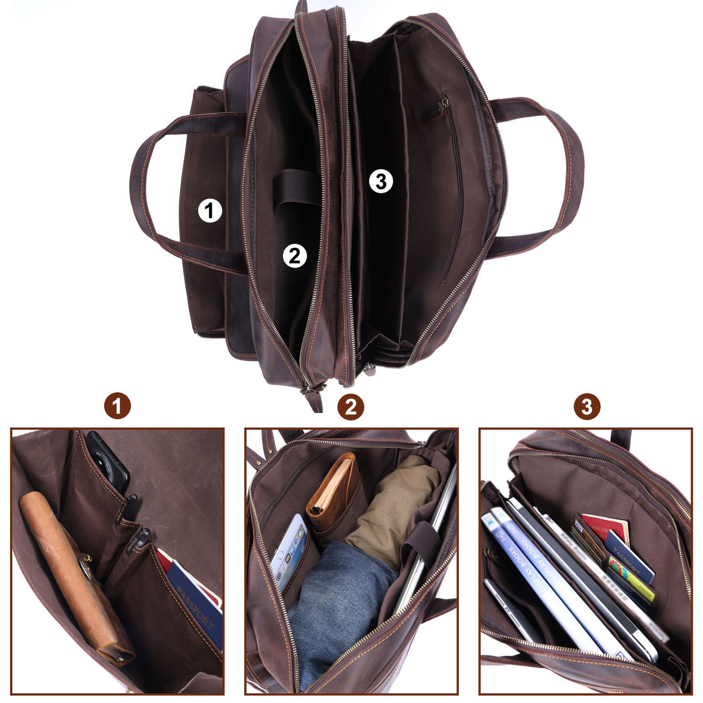 Vintage Genuine Leather Brifecase For Men
