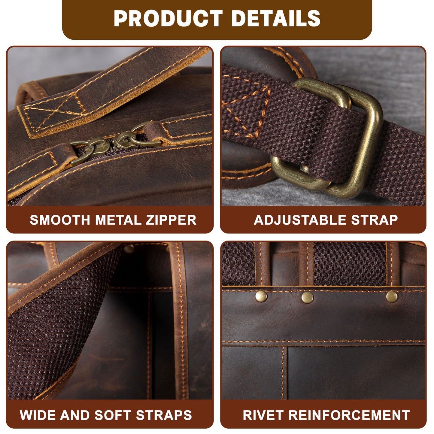 Men's Vintage Leather Backpack | Full Grain Leather | Laptop Daypack