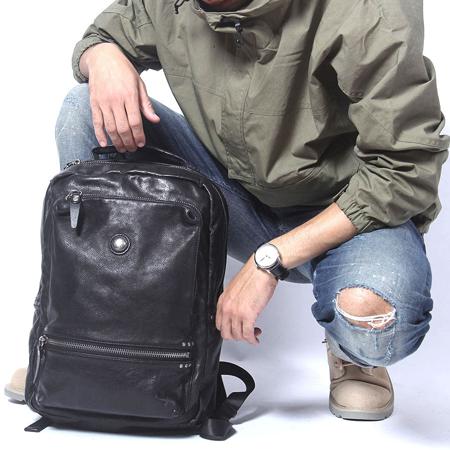 Men's Vintage Leather Backpack | Italian Full Grain Leather | Laptop Daypack