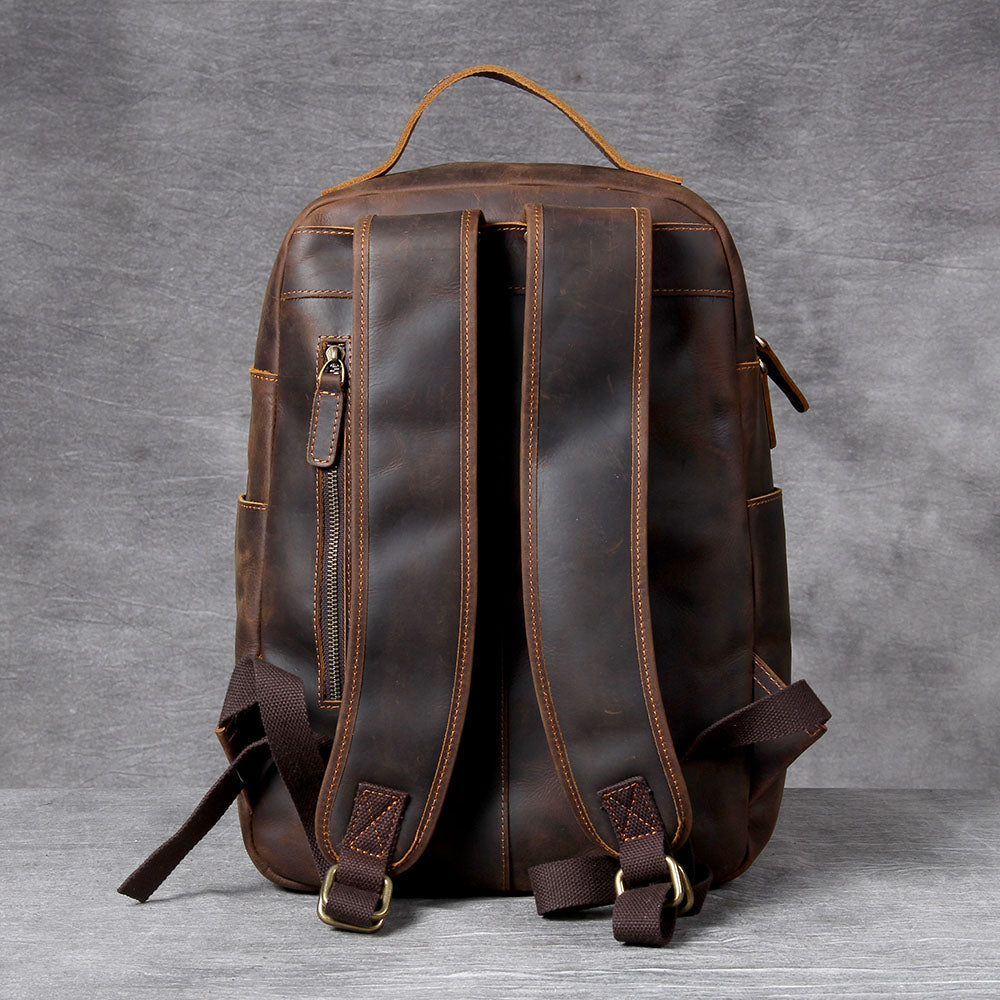 Men's Vintage Leather Backpack | Full Grain Leather | Laptop Daypack